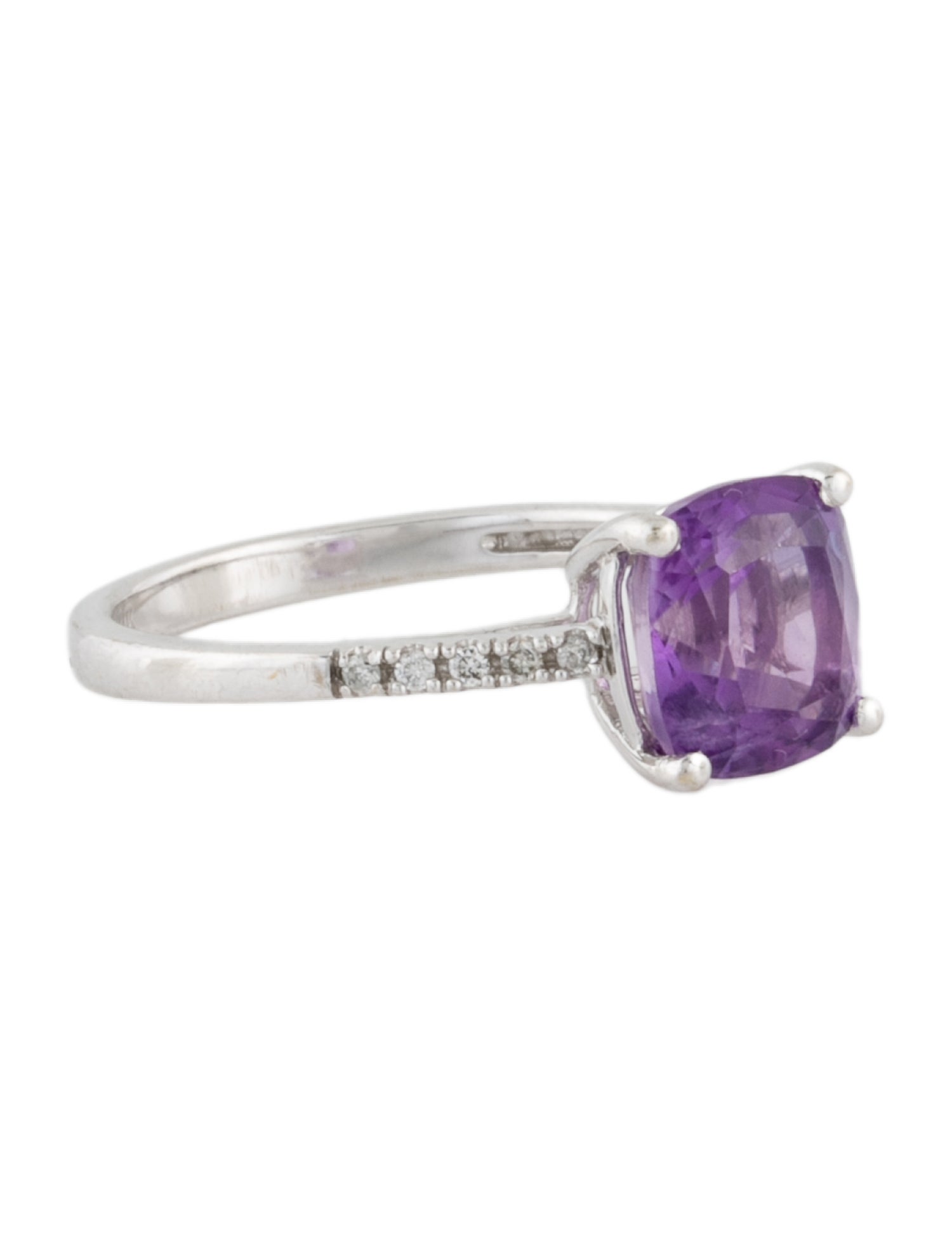 Ring 14K Amethyst & Diamond Cocktail Ring
