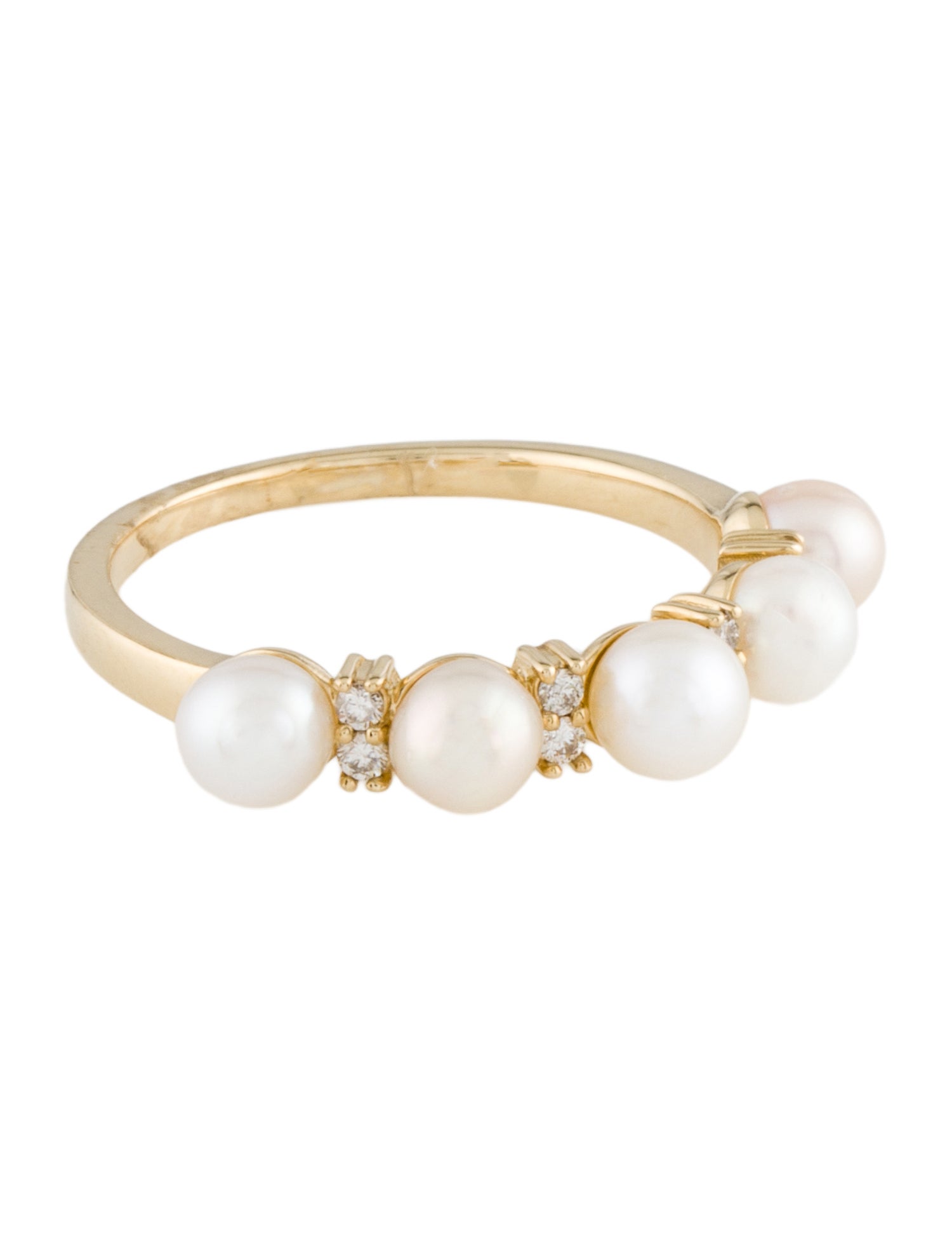 Ring 14K Pearl & Diamond Band Ring