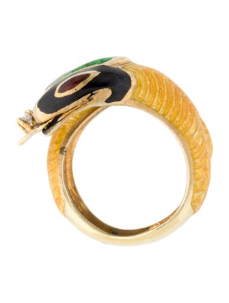 Ring 14K Diamond & Enamel Snake Band Ring