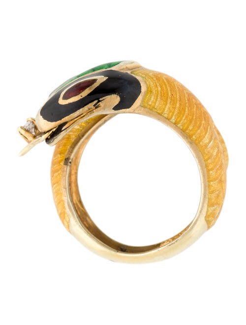 Ring 14K Diamond & Enamel Snake Band Ring