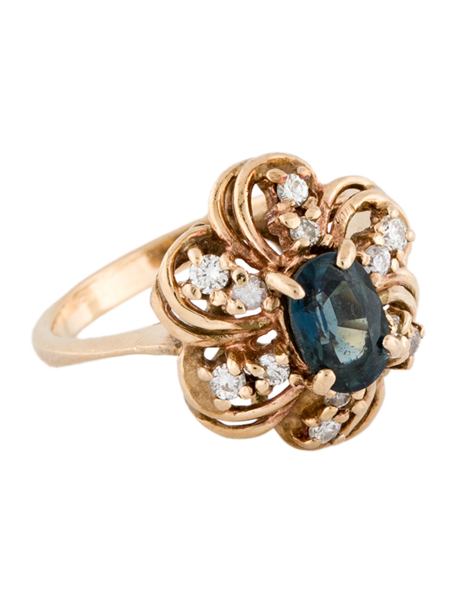 Ring 14K Sapphire & Diamond Cocktail