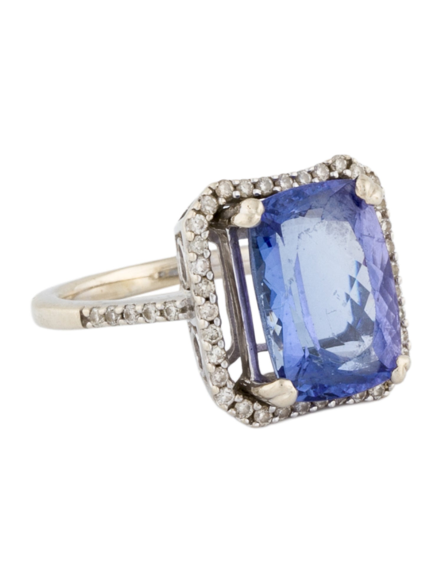 Ring 14K 5.85ct Tanzanite & Diamond Halo Ring