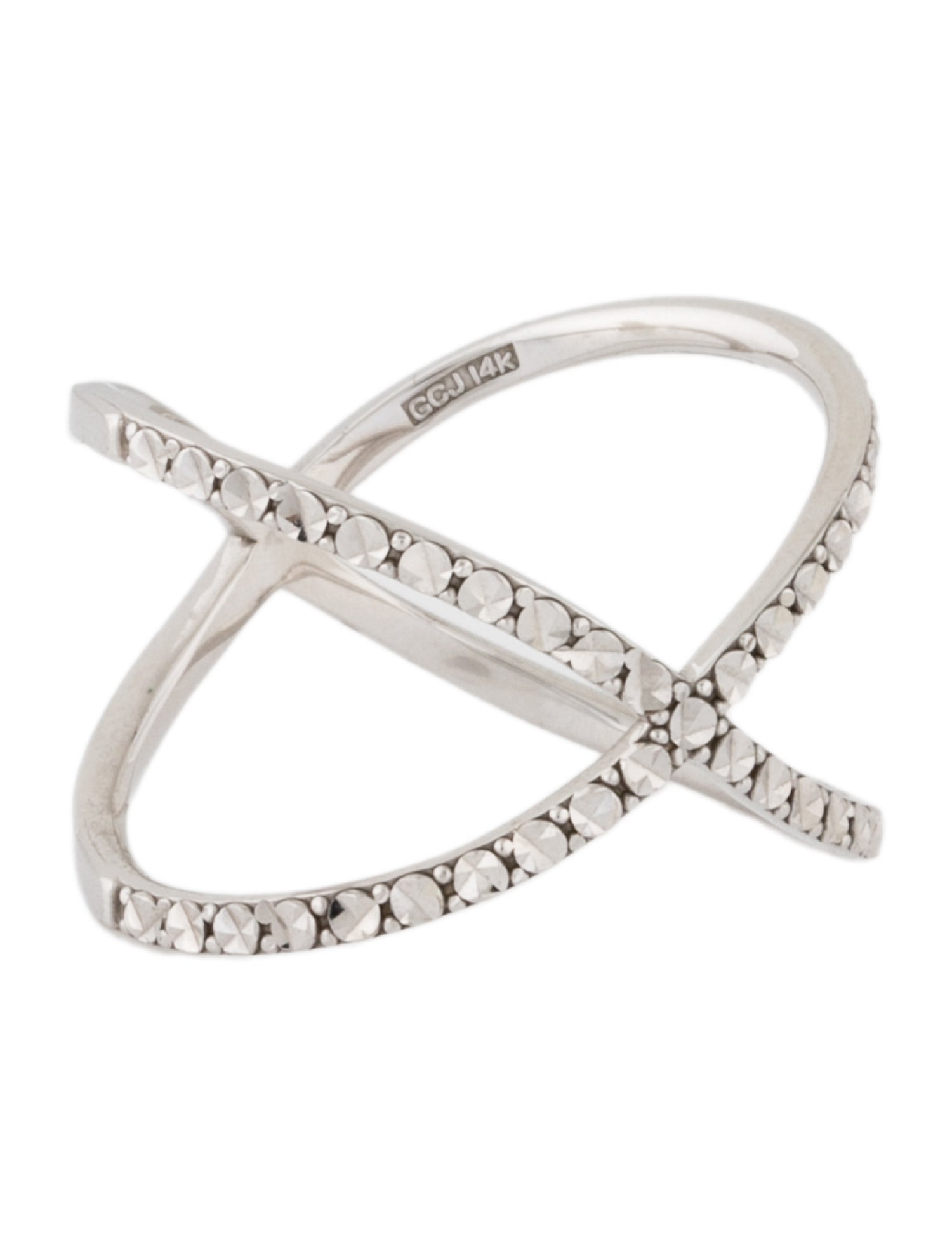 Ring 14K Illusion Carved Crossover Band Ring