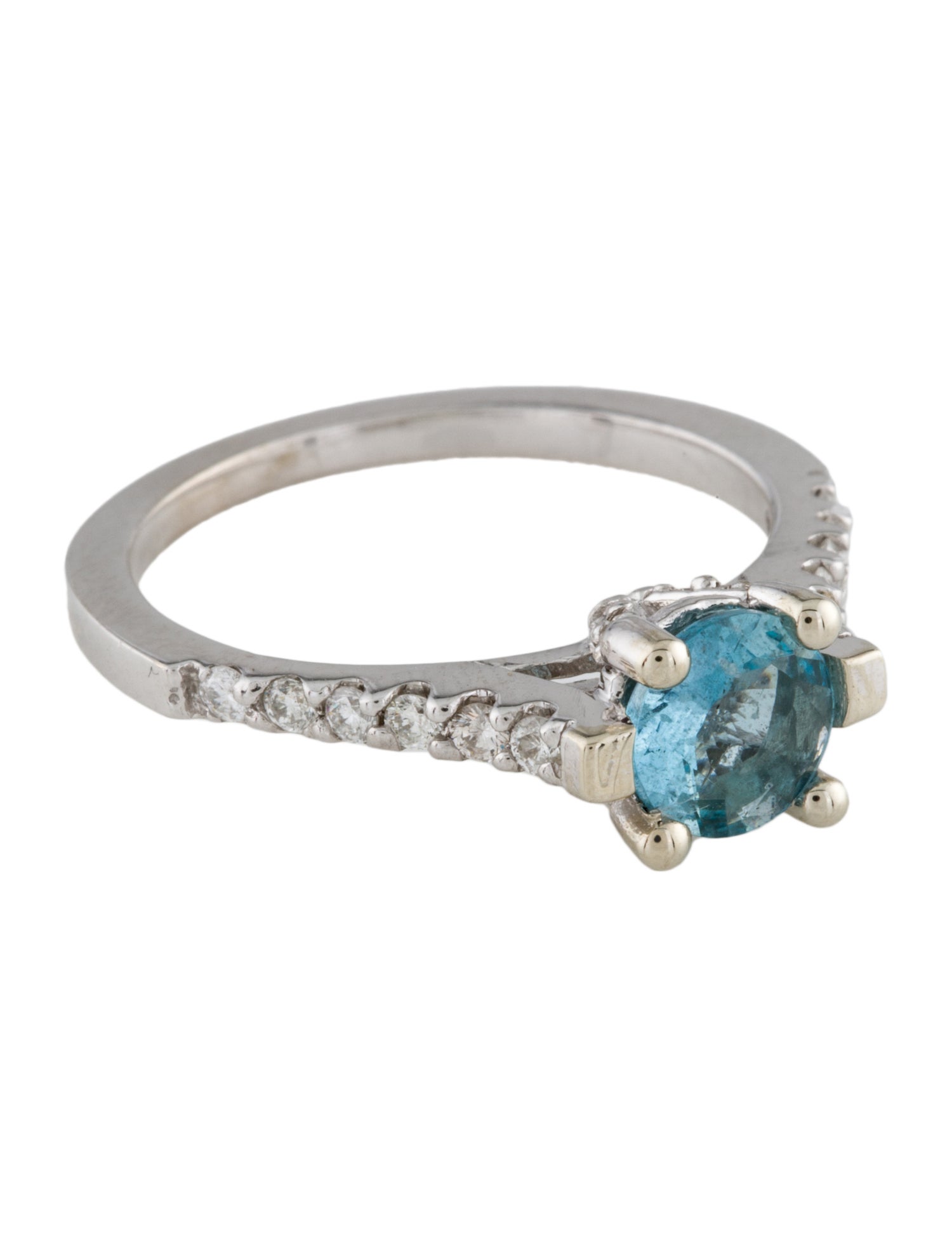 Ring 14K Aquamarine & Diamond Cocktail Ring