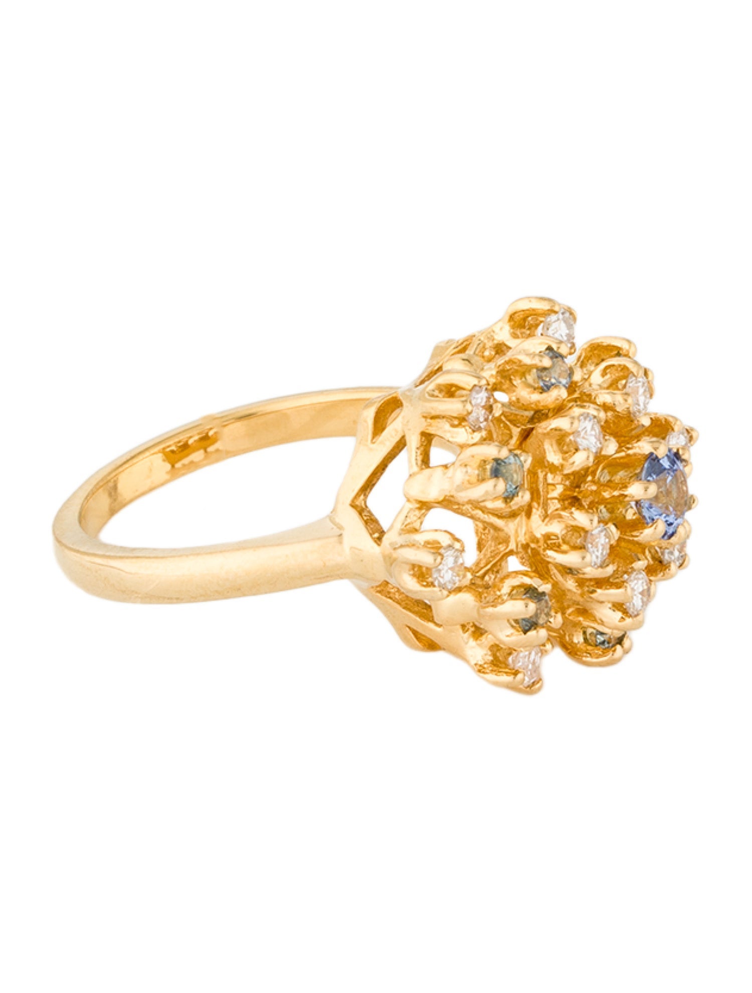 Ring 14K Sapphire & Diamond Cocktail Ring