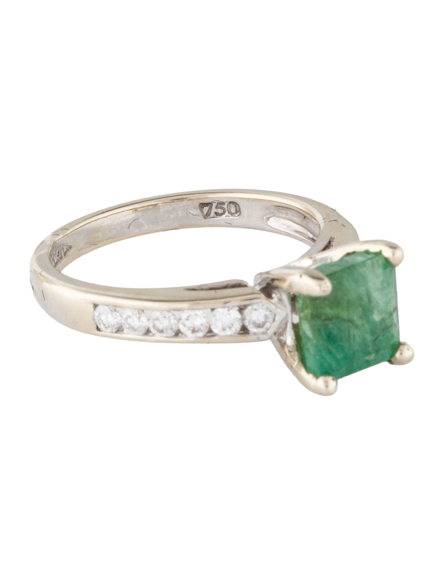 Ring 18K 1.20ct Emerald & Diamond Cocktail Ring