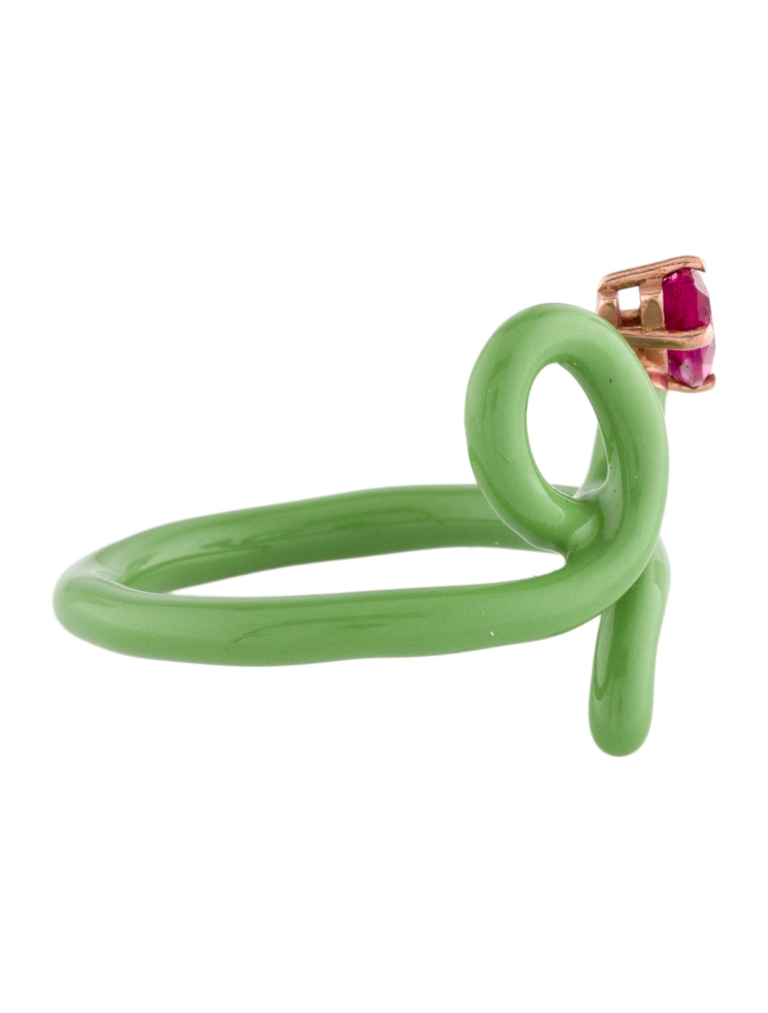 Bea Bongiasca Synthetic Ruby & Enamel Baby Vine Tendril Ring