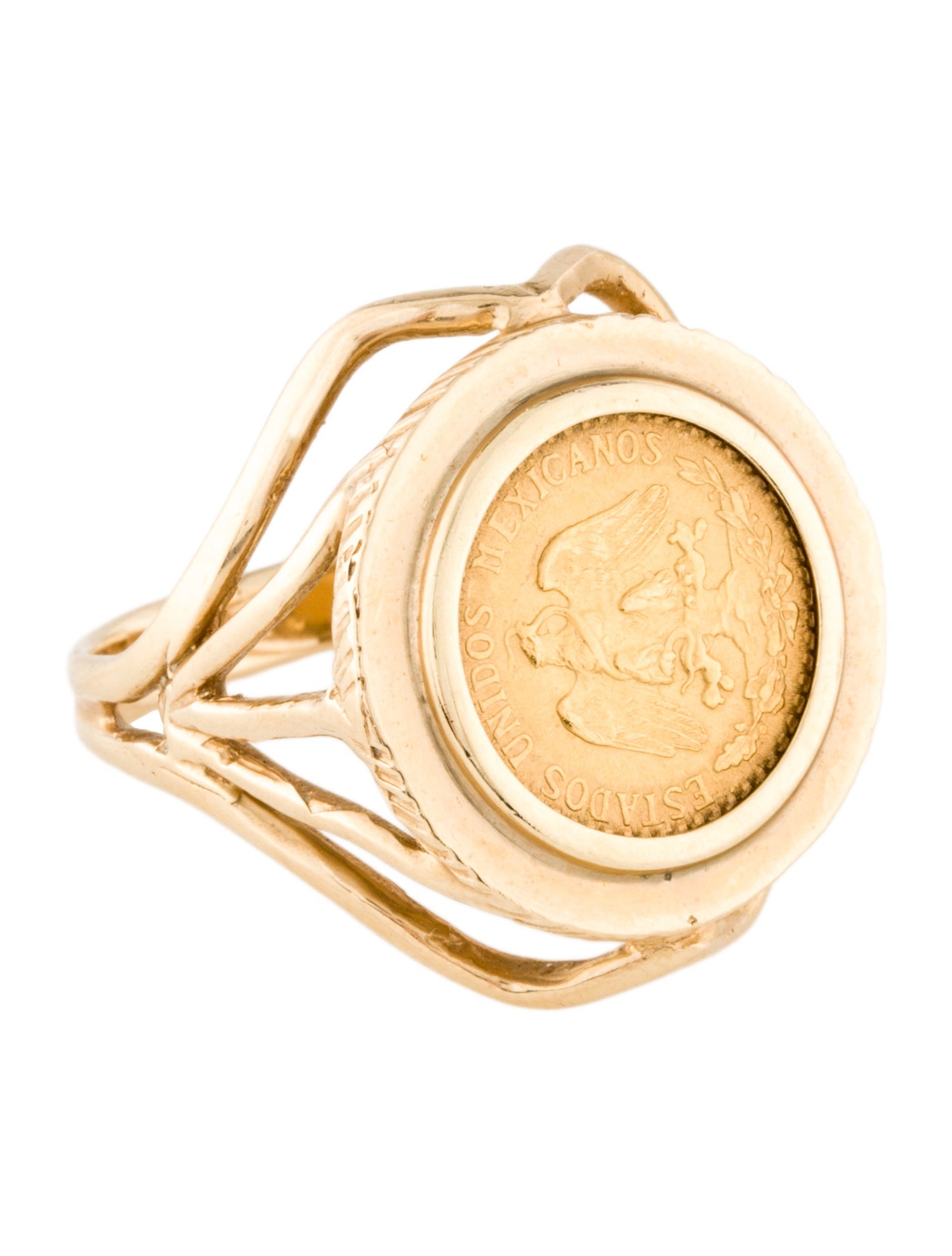 Ring 14K Dos Pesos Coin Cocktail Ring