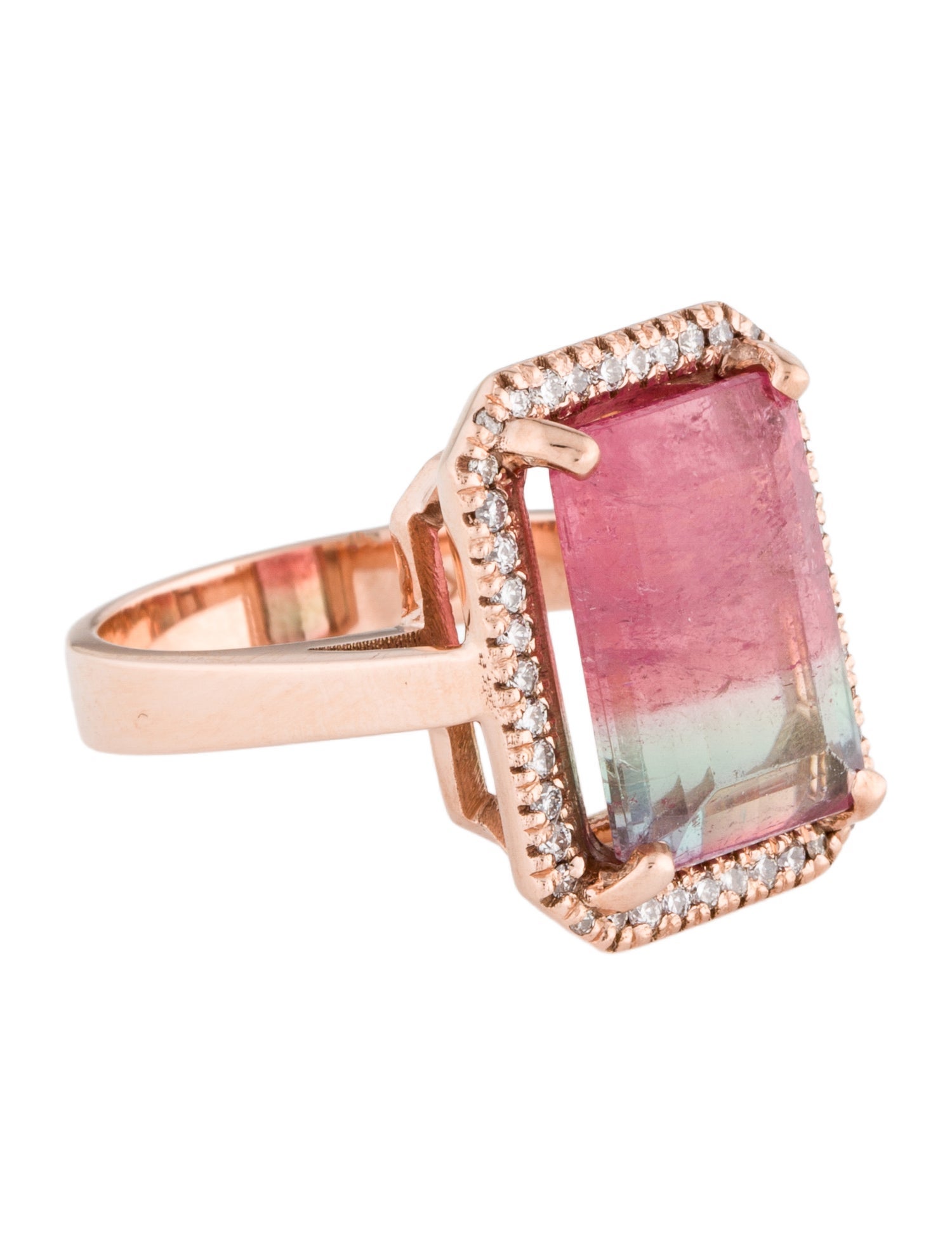 Ring 14K 7.06ct Tourmaline & Diamond Cocktail Ring