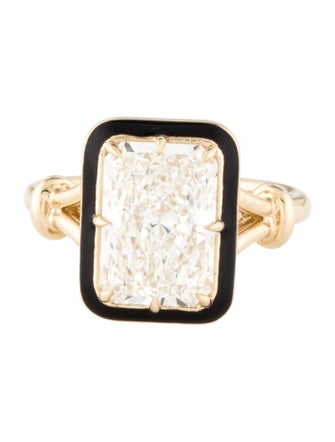 Ring 4.11ctw Lab-Grown Diamond & Enamel Engagement Ring