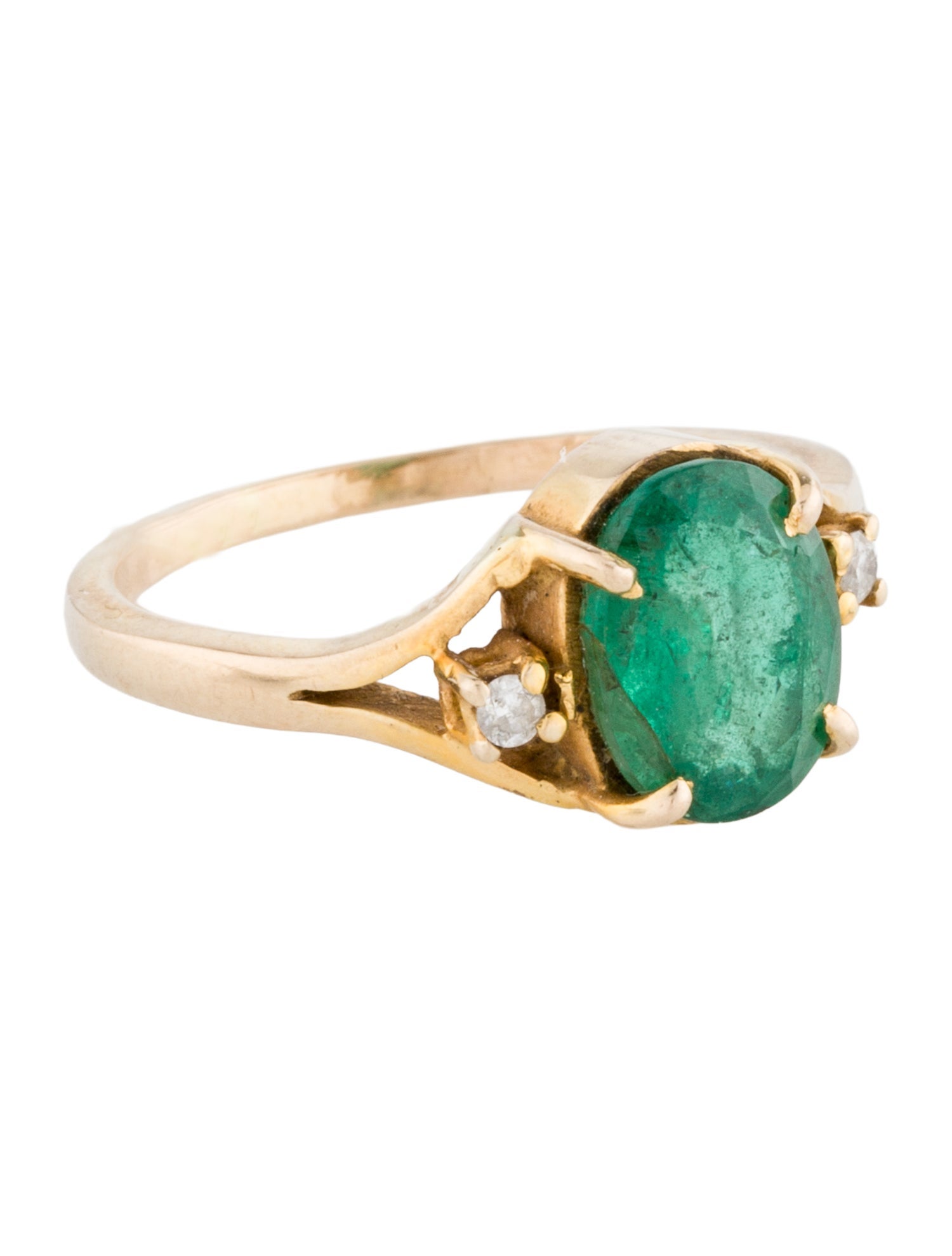 Ring 14K 1.81ct Emerald & Diamond Cocktail Ring