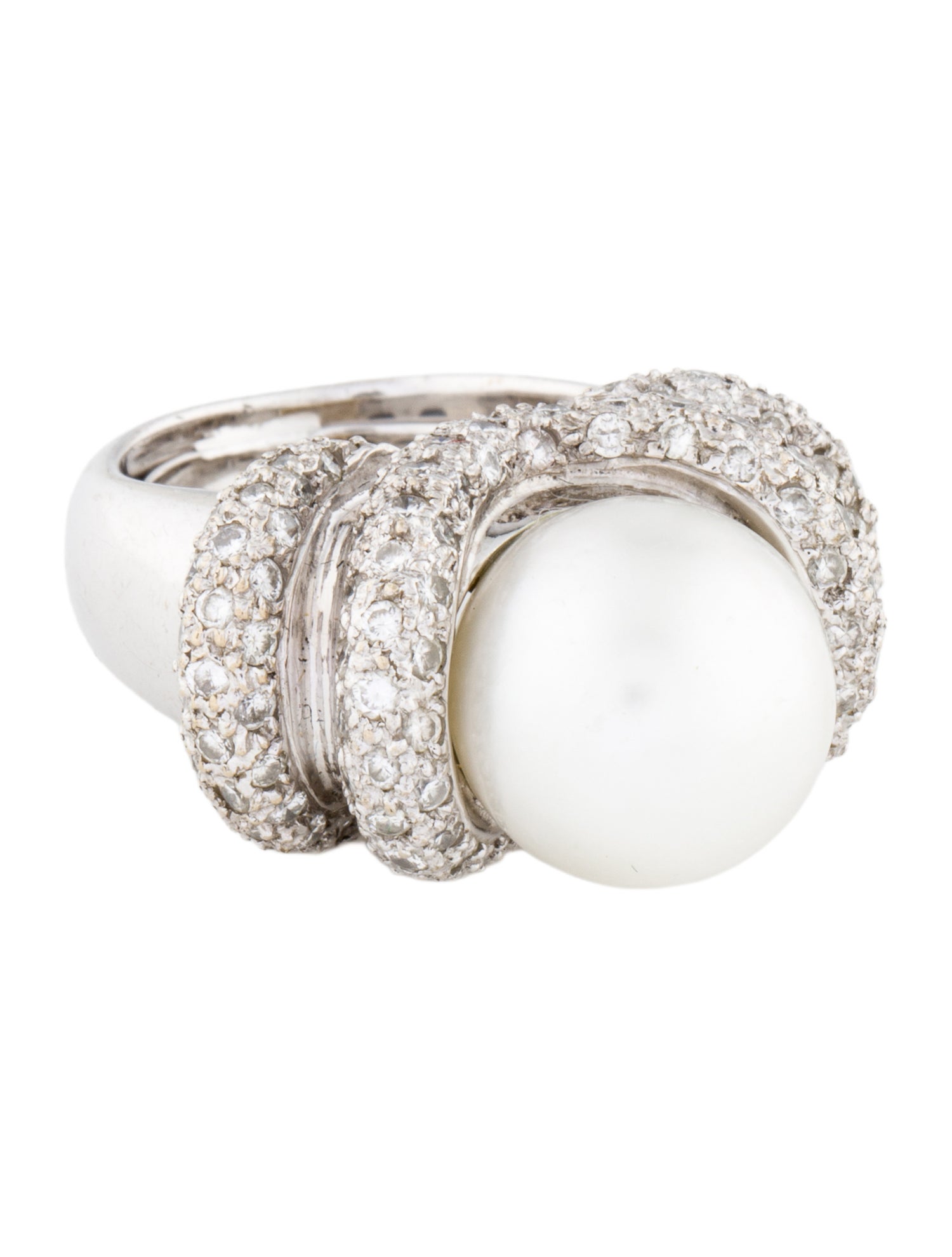 Ring 18K Pearl & Diamond Cocktail Ring