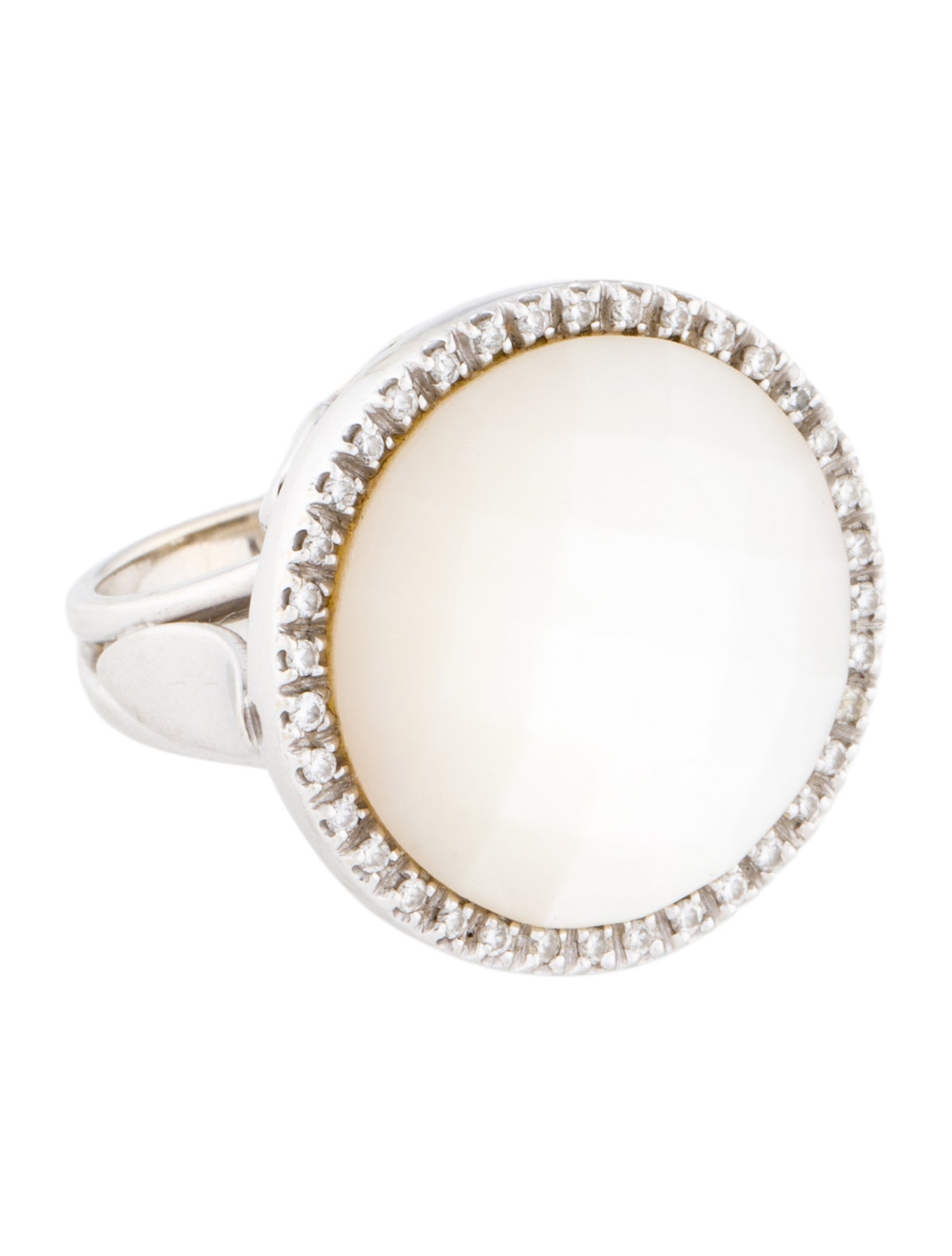 Ring 18K Mother Of Pearl & Diamond Cocktail Ring