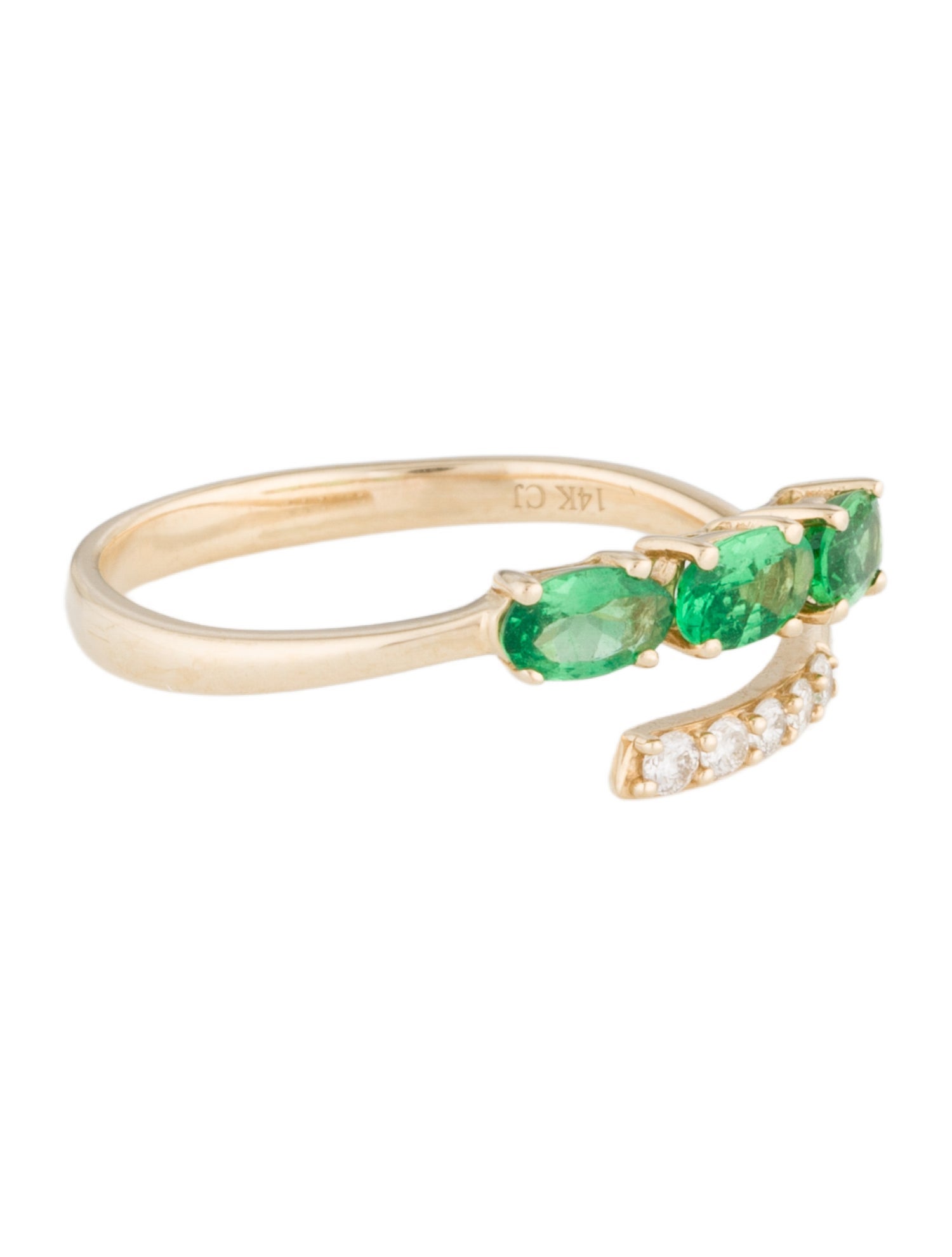 Ring Cirari 14K Tsavorite Garnet & Diamond Bypass Ring