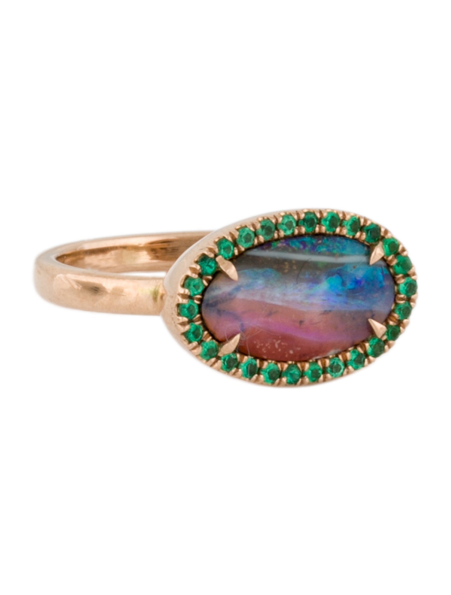 Ring Nixin 14K Opal & Emerald Ring