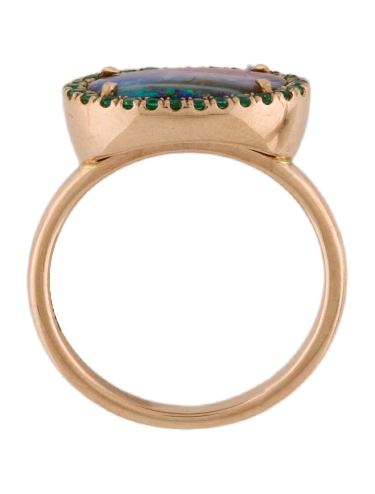 Ring Nixin 14K Opal & Emerald Ring