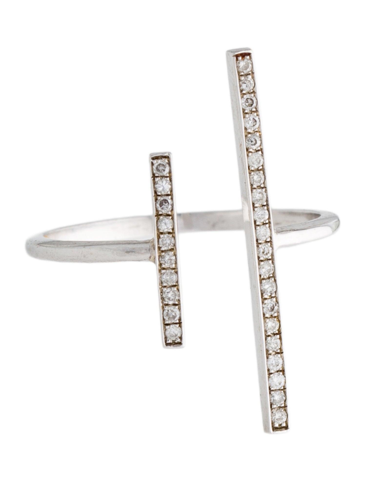 Ring 14K Diamond Bar Open