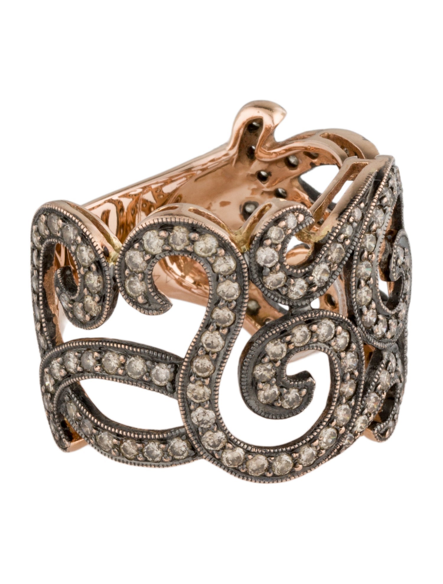 Ring 14K 1.26ctw Diamond Swirl Motif Cocktail Ring