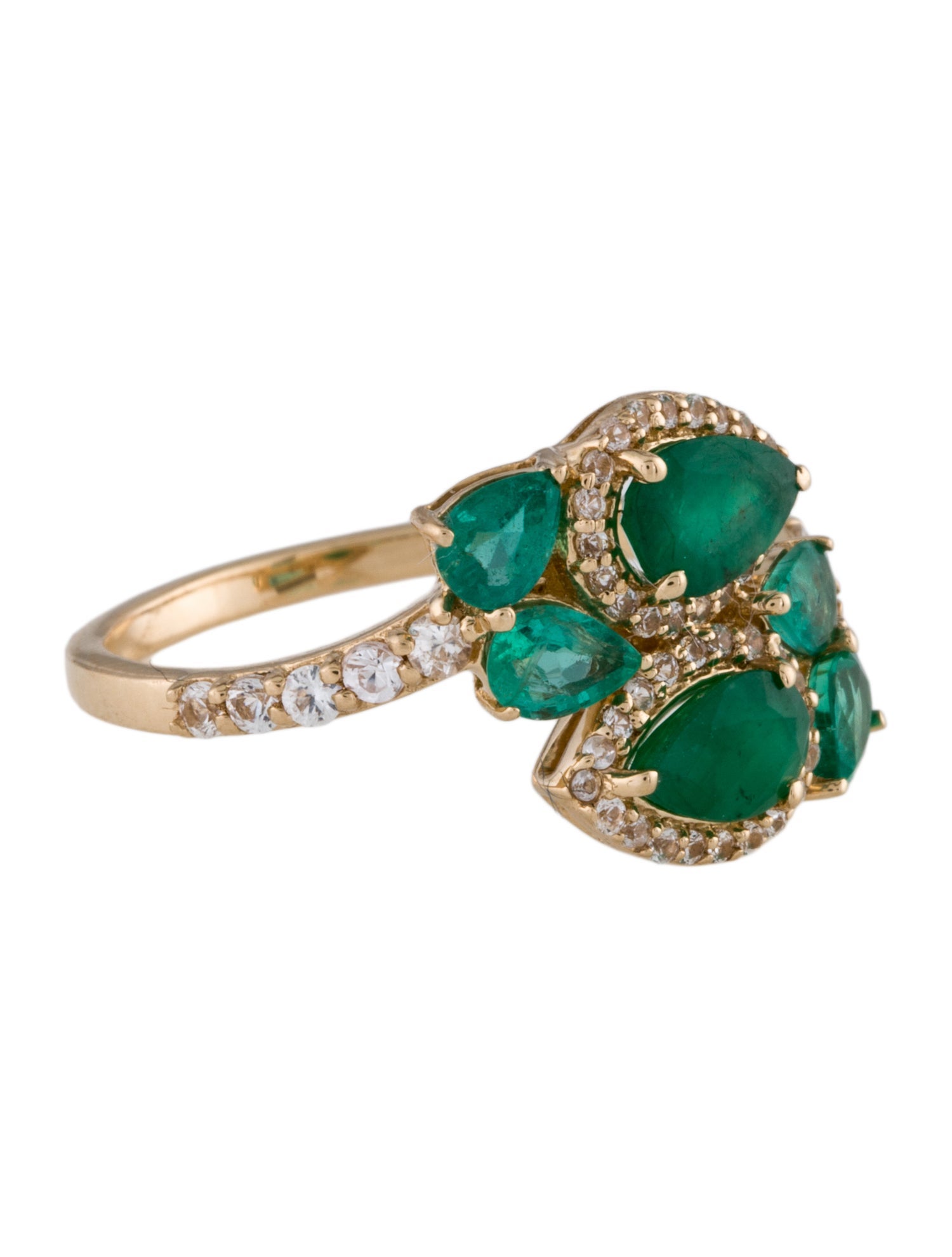 Ring 14K 1.12ct Emerald & Sapphire Cocktail Ring