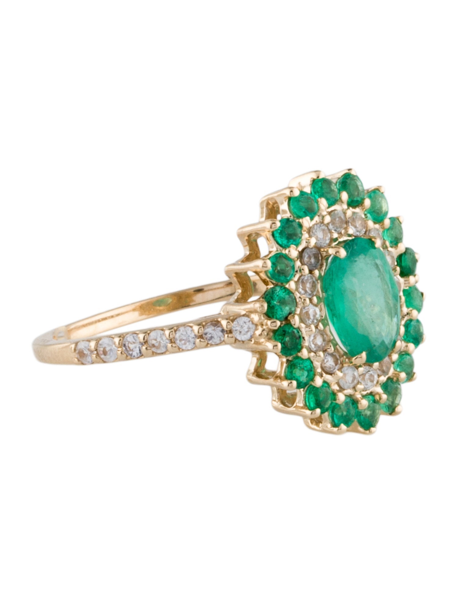 Ring 14K Emerald & Sapphire Cocktail Ring