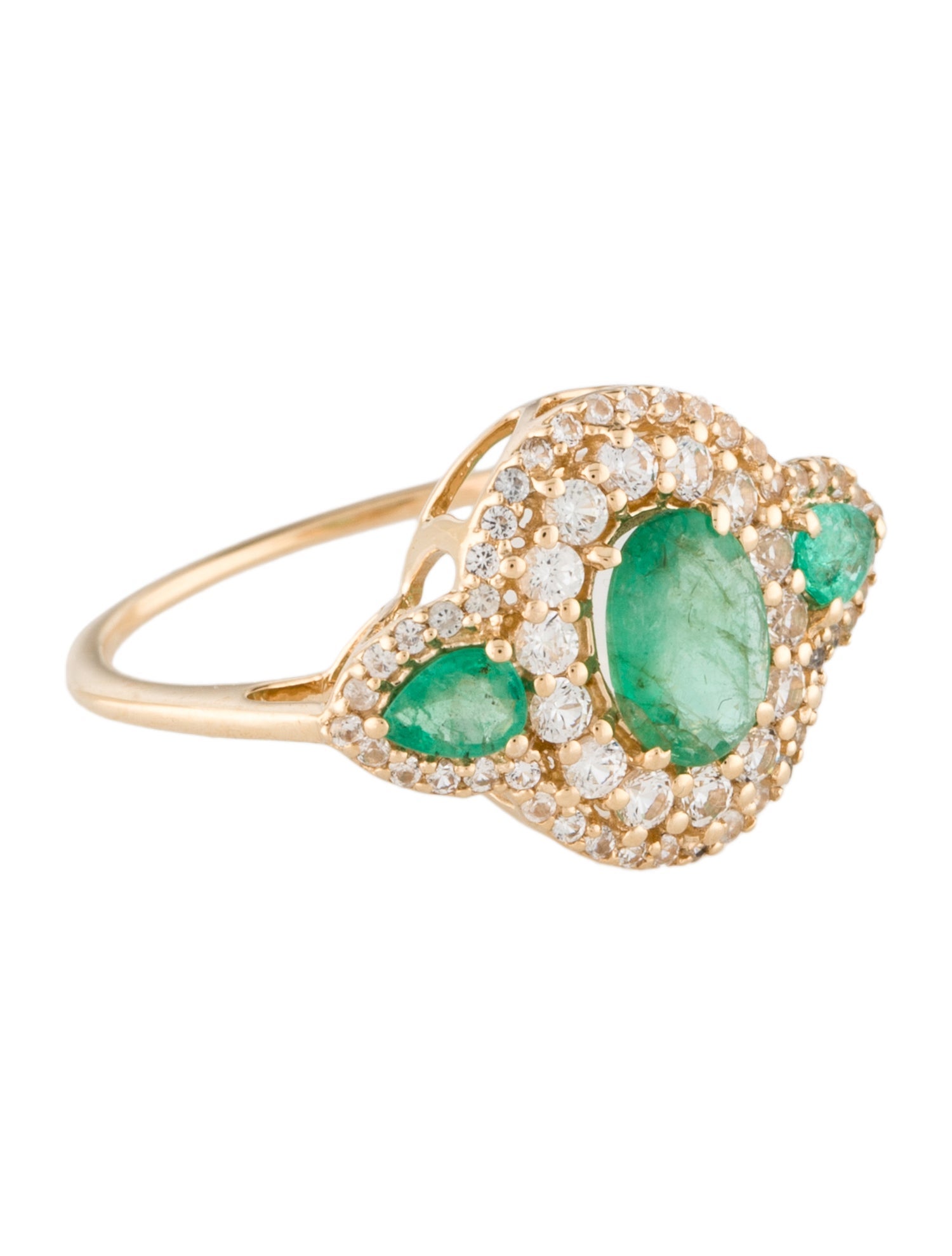 Ring 14K Emerald & Sapphire Cocktail Ring