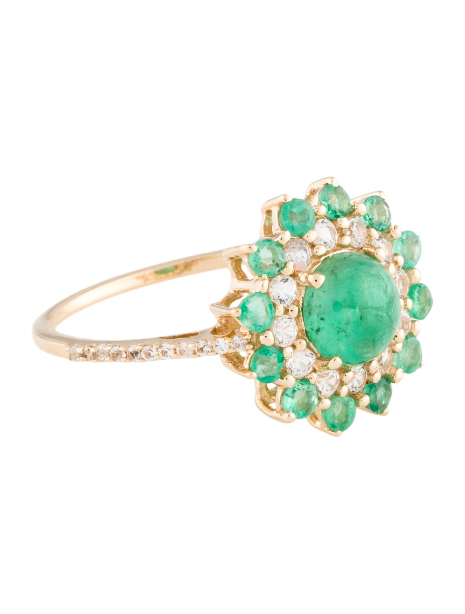 Ring 14K 1.25ctw Emerald & Sapphire Cocktail Ring
