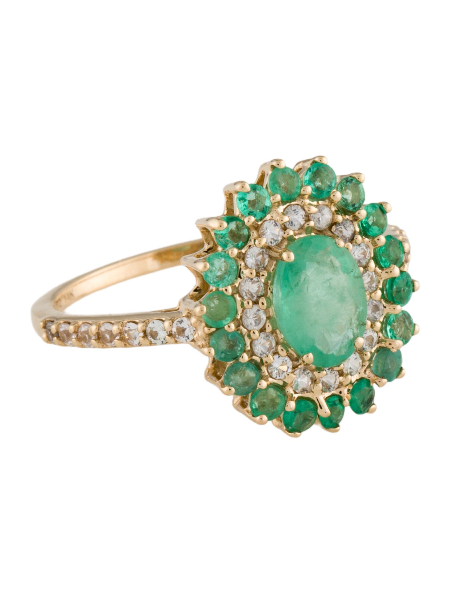 Ring 14K Emerald & Sapphire Cocktail Ring