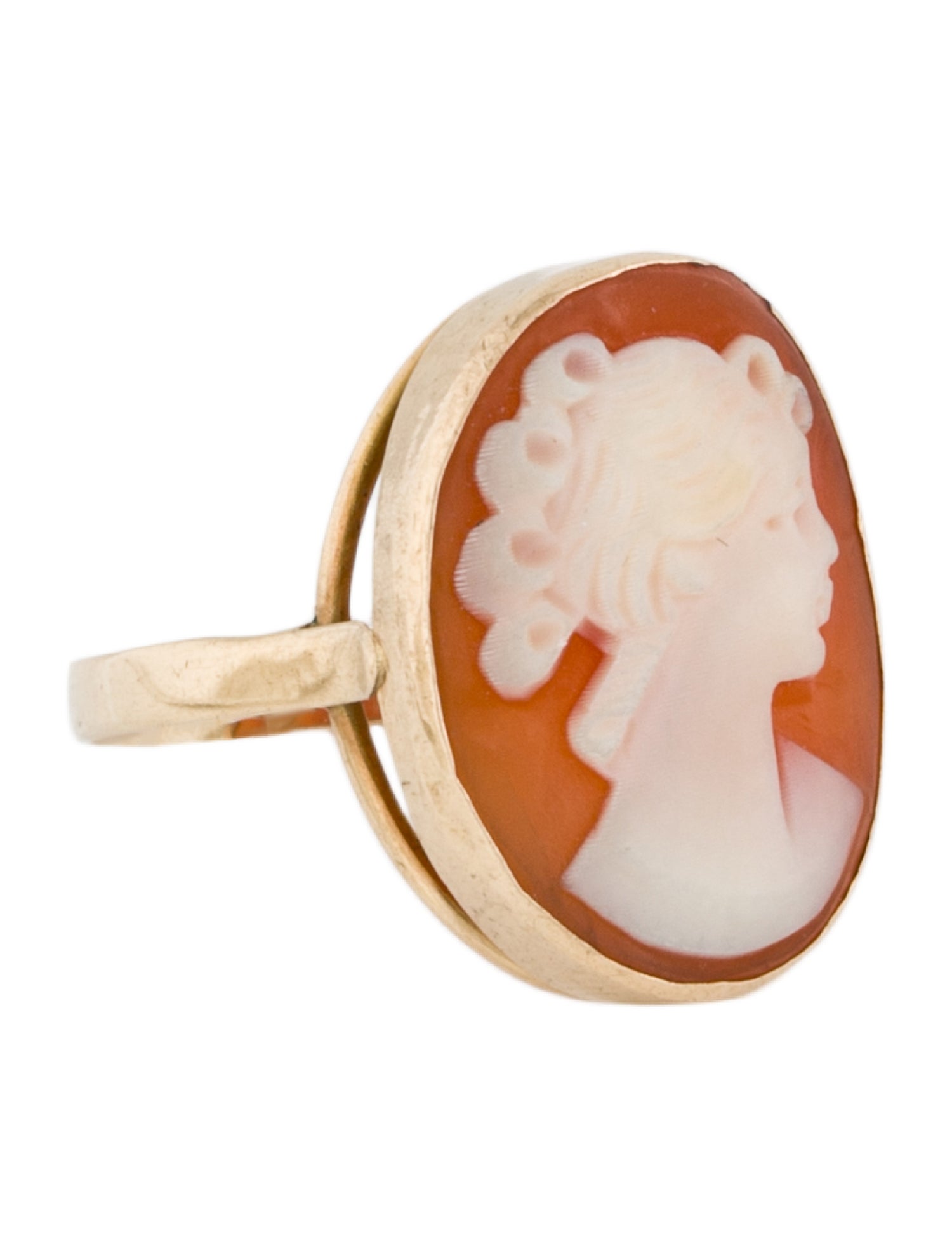 Ring 14K Shell Cameo Cocktail Ring