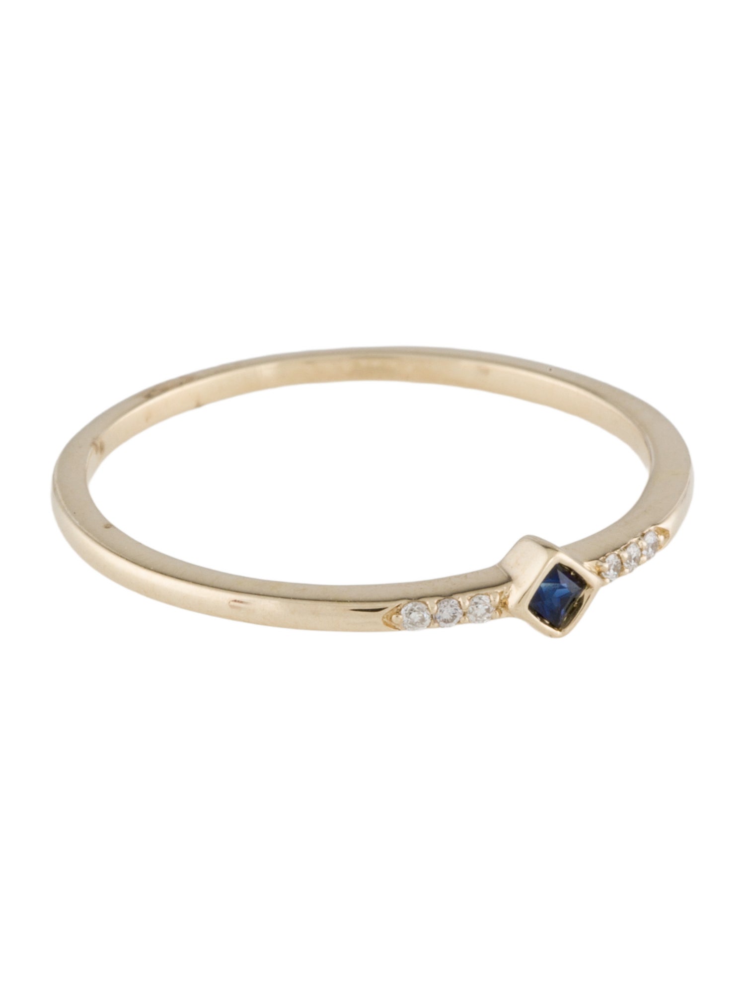Ring 14K Sapphire & Diamond Stackable Band Ring