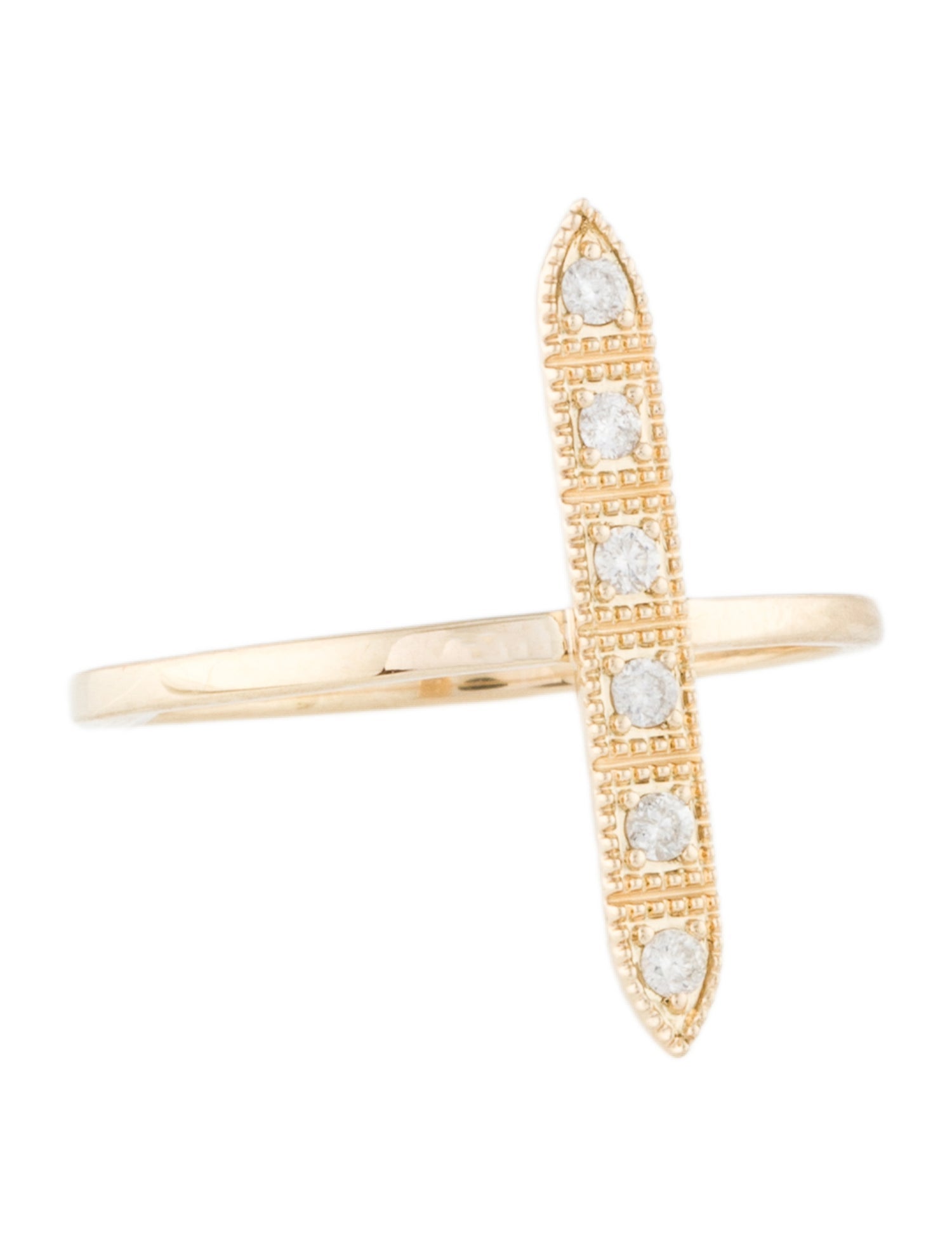 Ring 14K Diamond Vertical Bar Cocktail