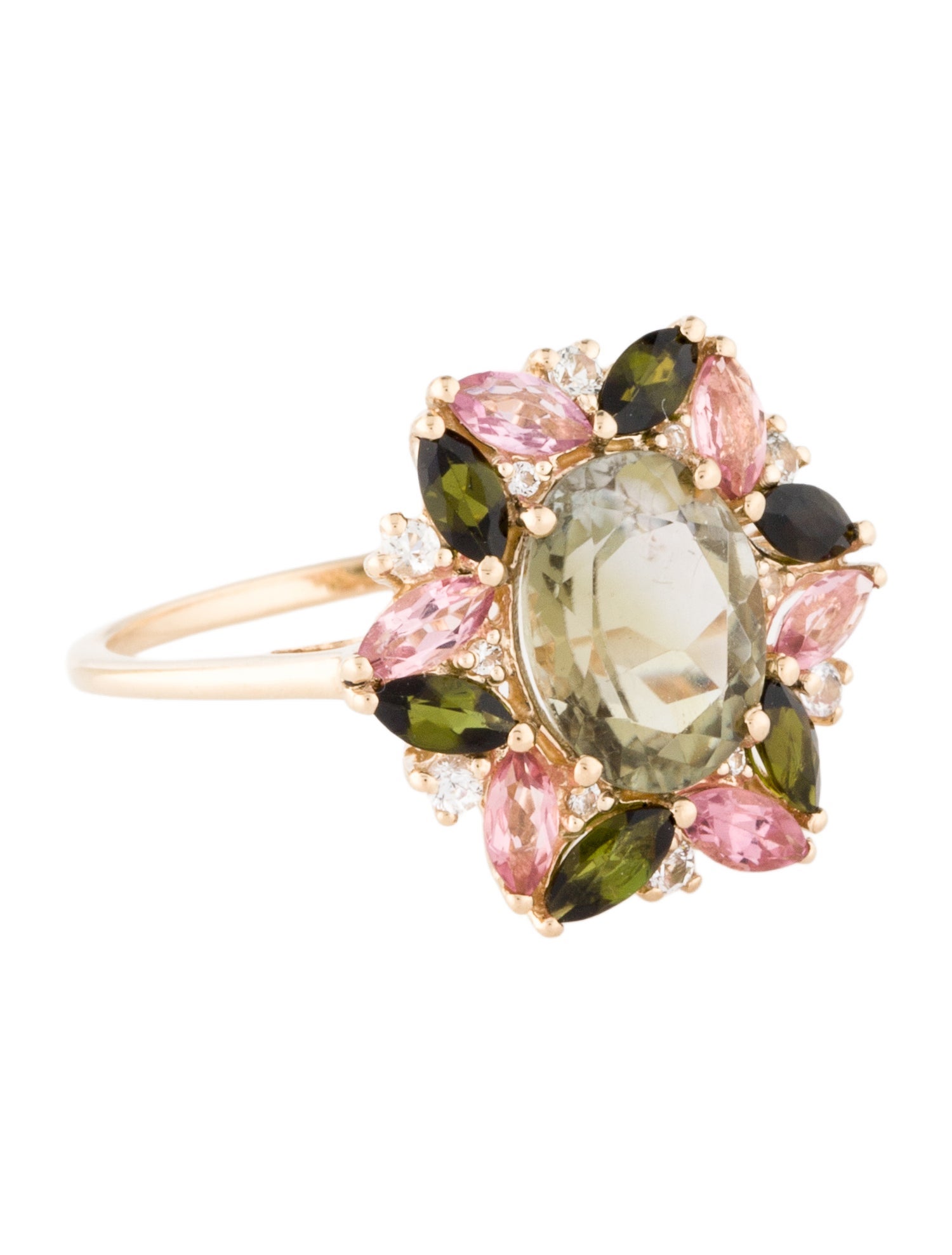 Ring 14K Sapphire & Tourmaline Cocktail Ring