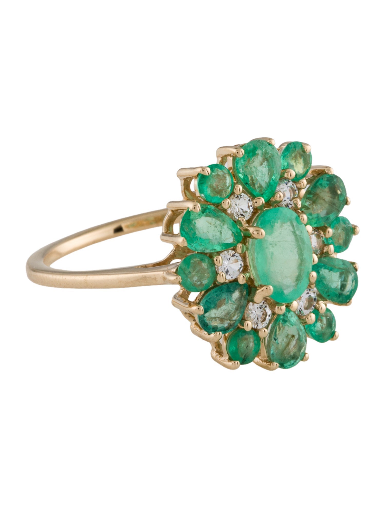 Ring 14K 1.31ct Emerald & Sapphire Cocktail Ring