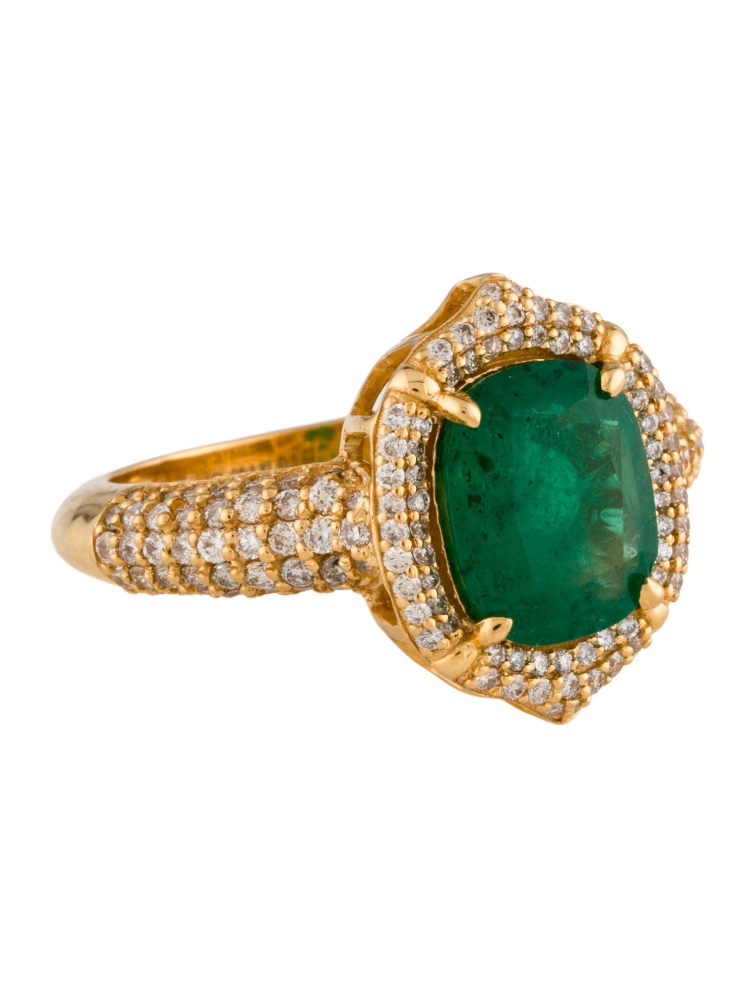 Ring 14K 2.32ct Emerald & Diamond Cocktail Ring
