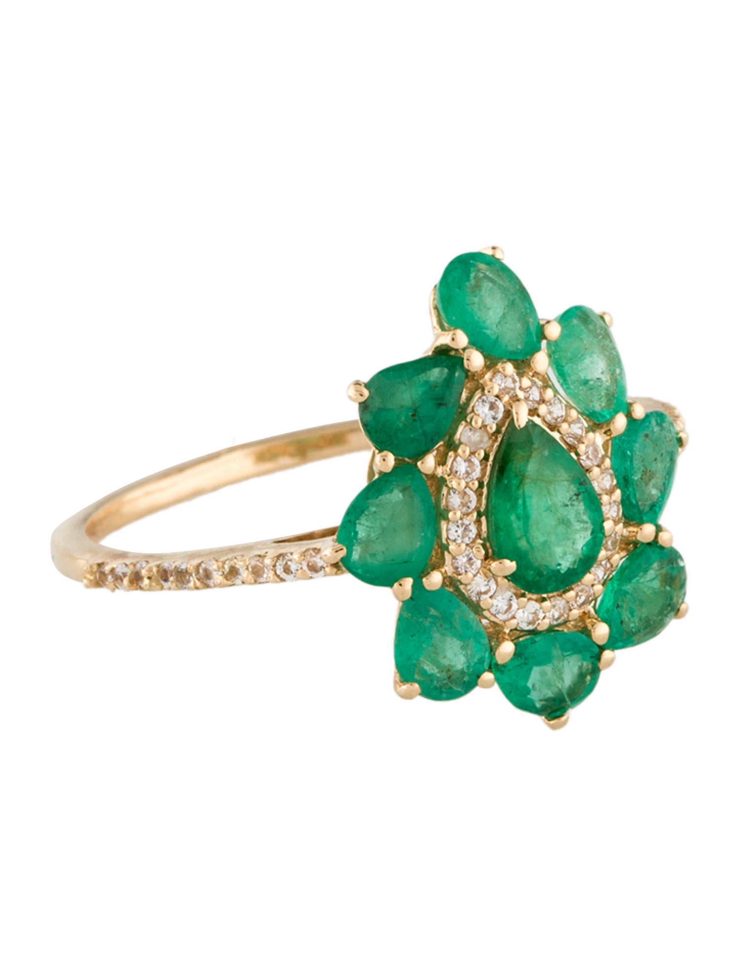 Ring 14K 1.38ctw Emerald & Sapphire Cocktail Ring