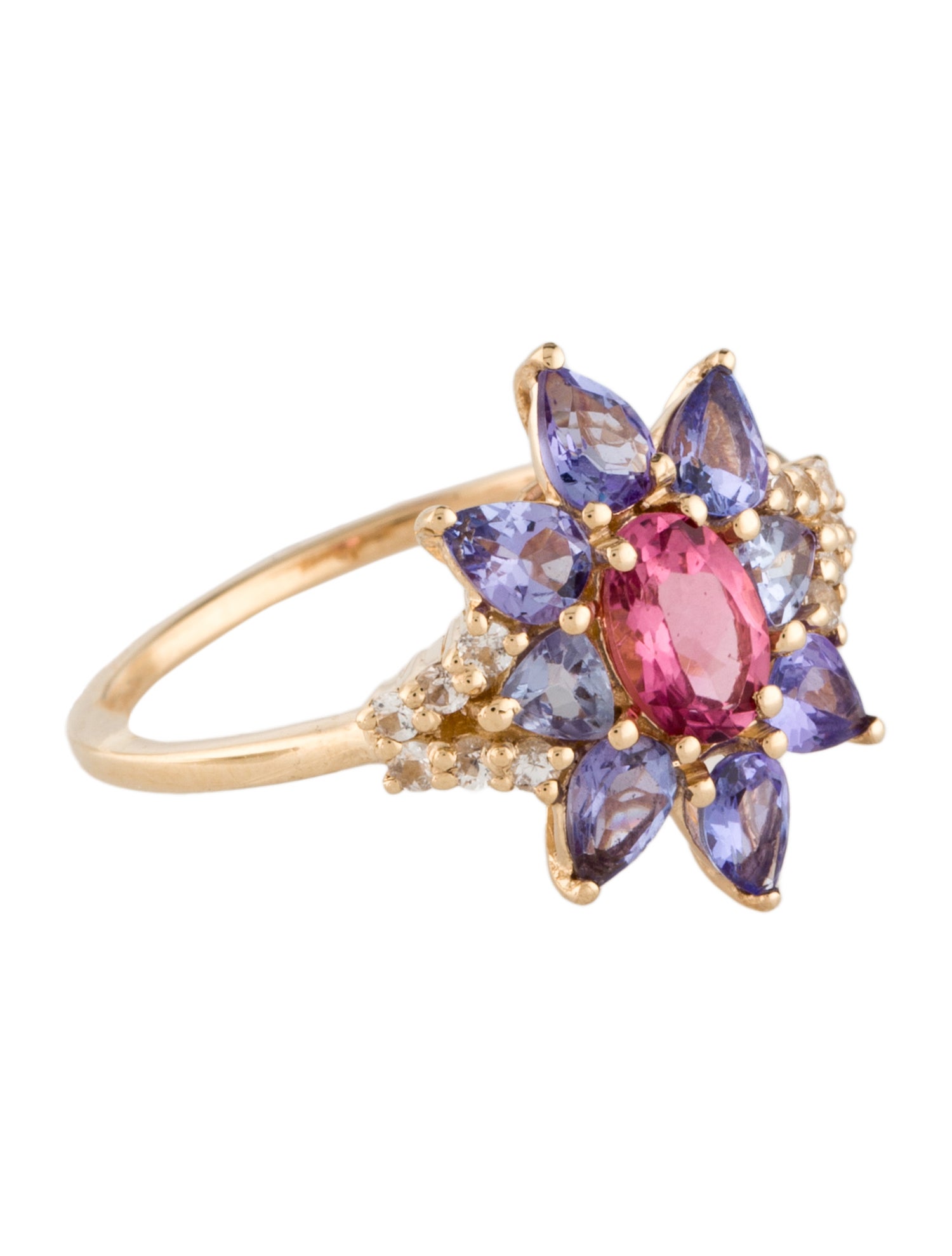 Ring 14K Tourmaline, Tanzanite & Sapphire Cocktail Ring