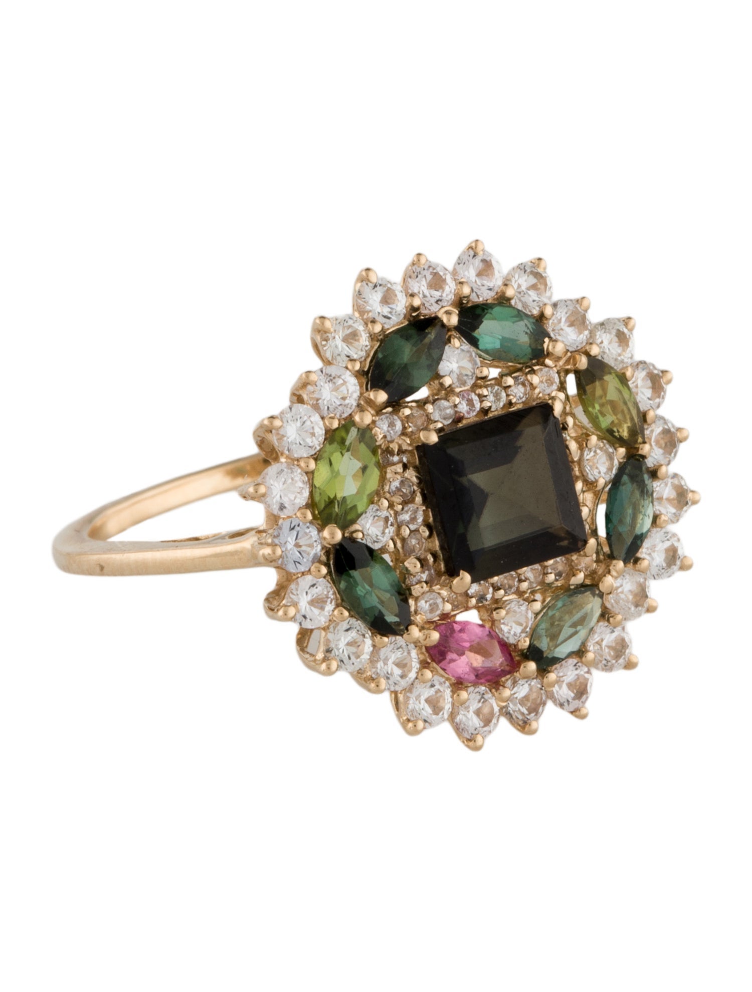 Ring 14K 1.31ctw Tourmaline & Sapphire Cocktail Ring