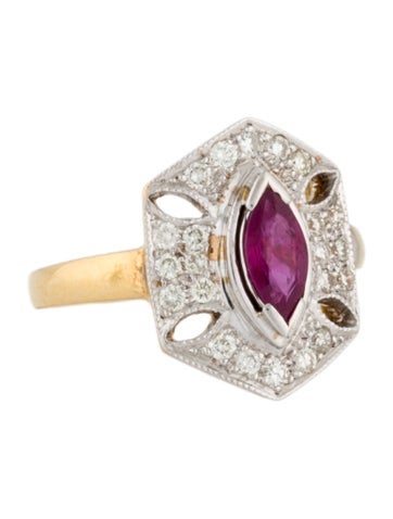 Ring Cocktail 18K Ruby & Diamond 6.5