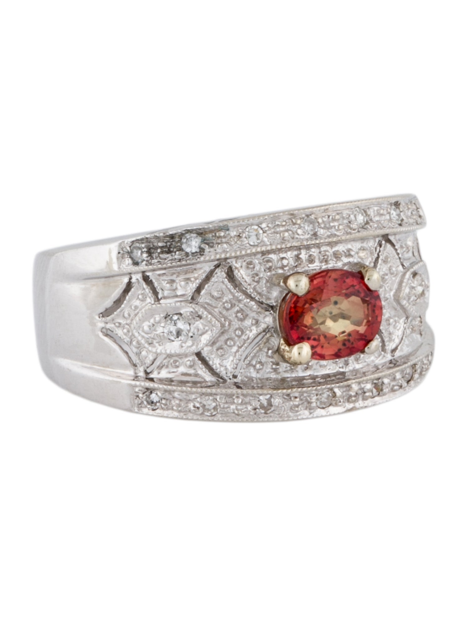 Ring 14K Sapphire & Diamond Wide Band