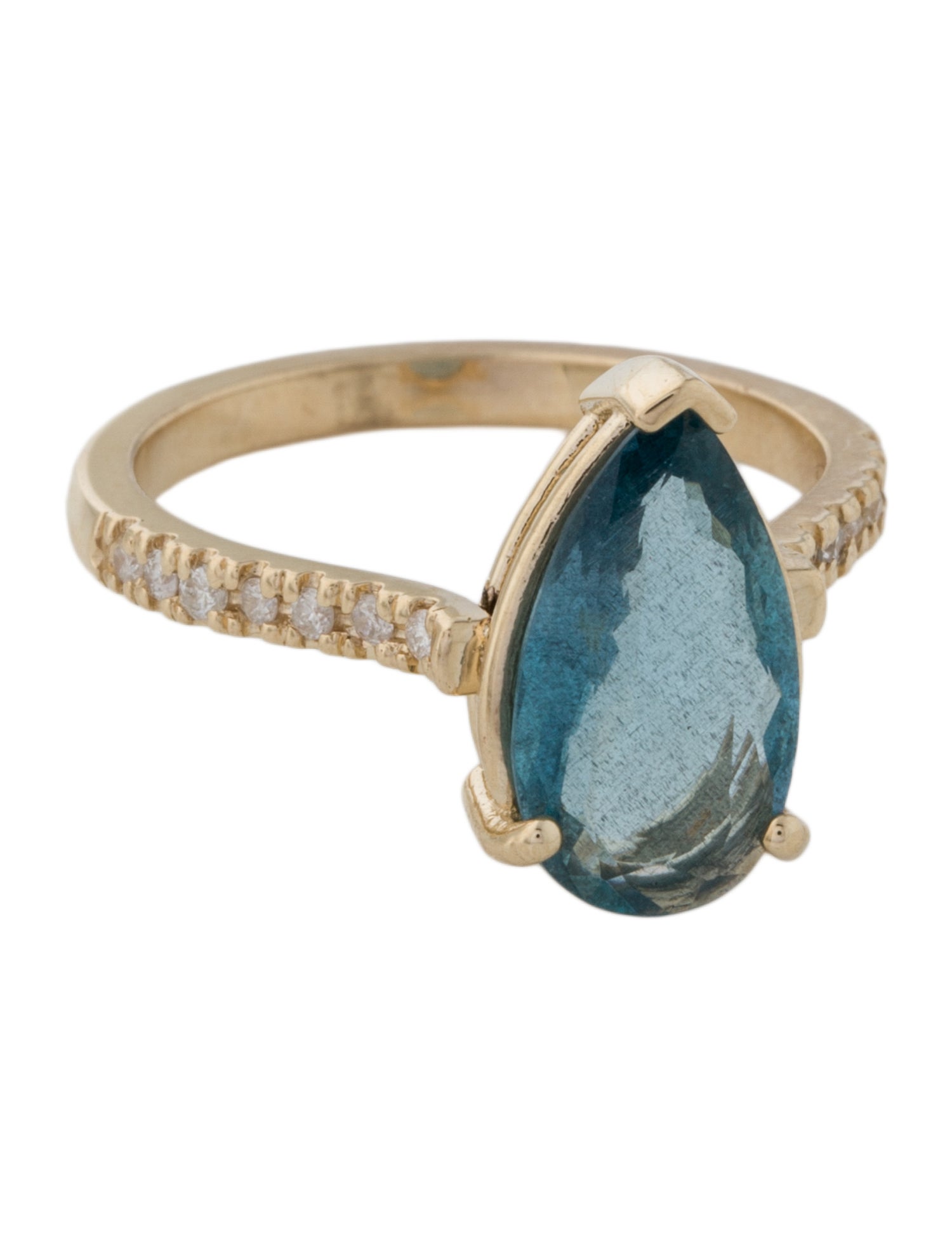 Ring 14K 1.67ct Aquamarine & Diamond Cocktail Ring