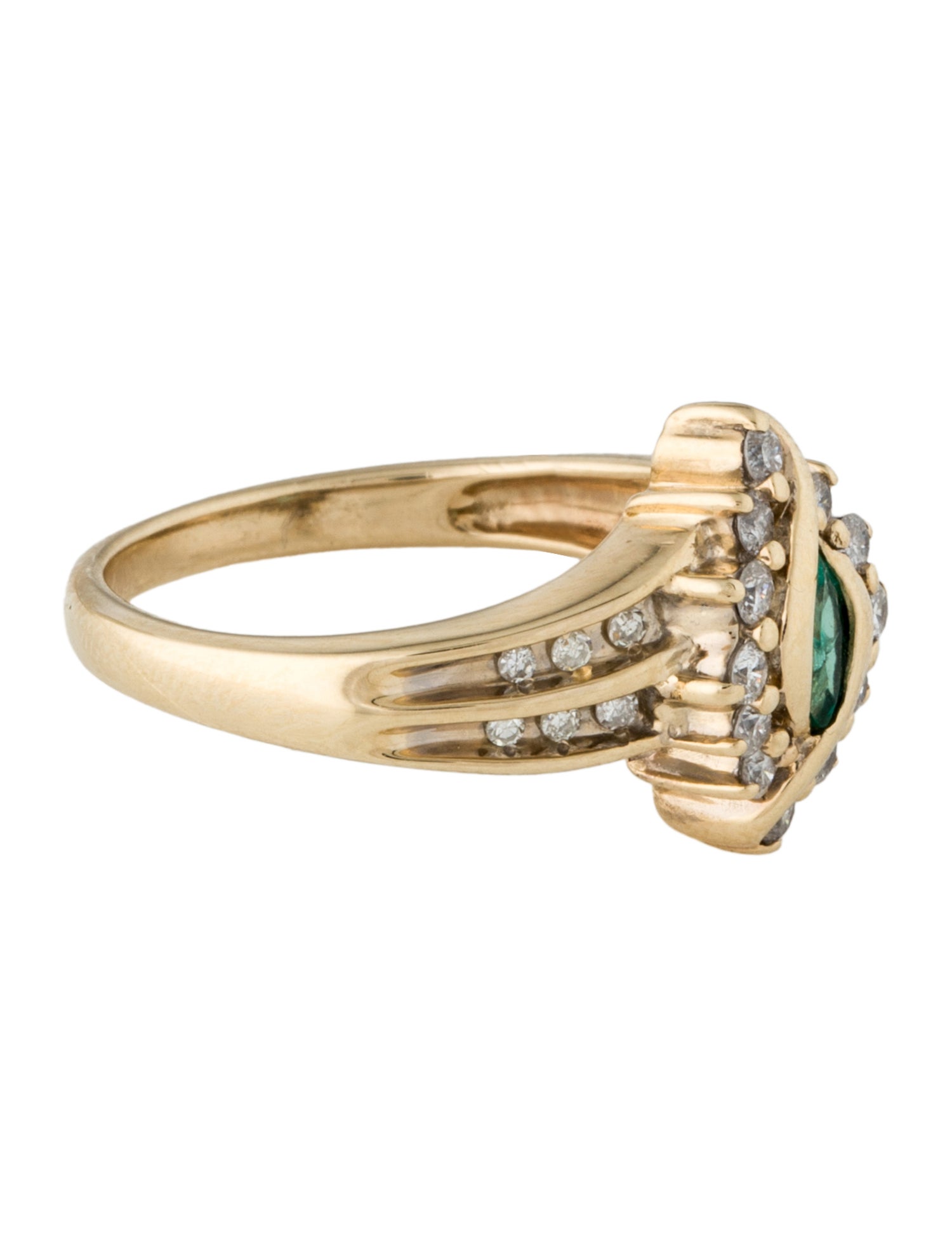 Ring 14K Emerald & Diamond Evil Eye Cocktail Ring
