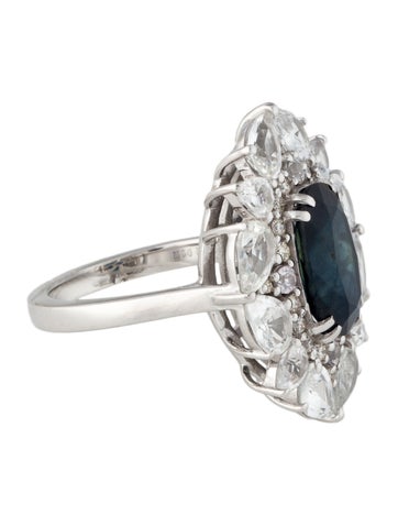Ring Cocktail 14K Sapphire & Diamond 6.75