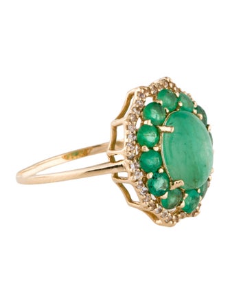 Ring 14K 2.53ctw Emerald & Colorless Sapphire Cocktail Ring
