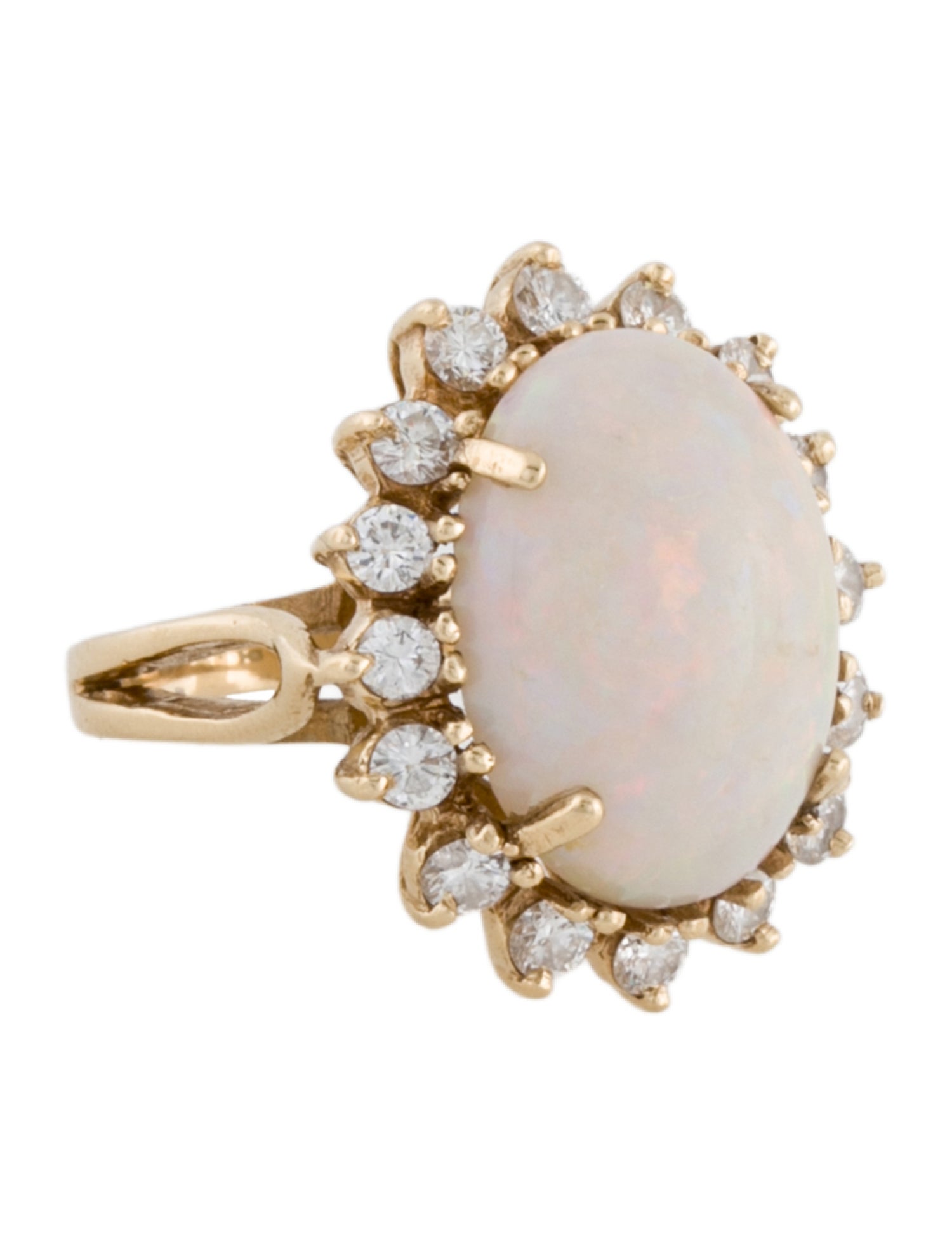 Ring 14K Opal & Diamond Cocktail Ring