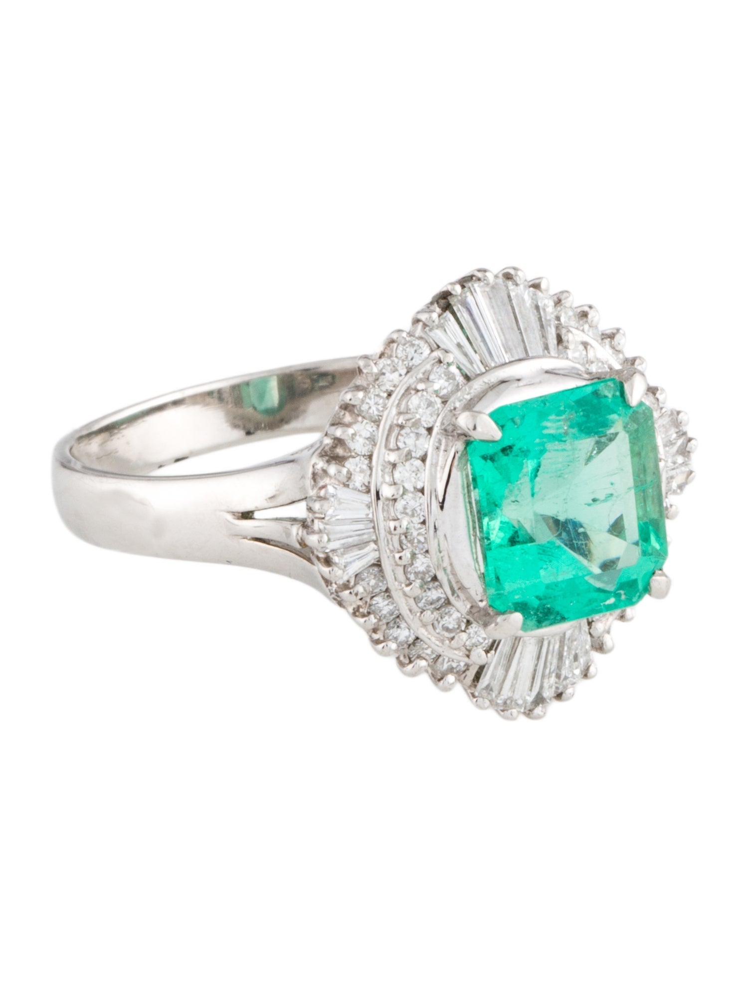 Ring Platinum 2.13ct Emerald & Diamond Cocktail Ring