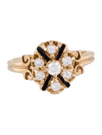 Ring 14K Diamond & Enamel Ring
