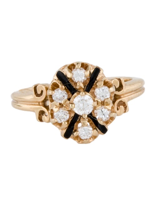 Ring 14K Diamond & Enamel Ring
