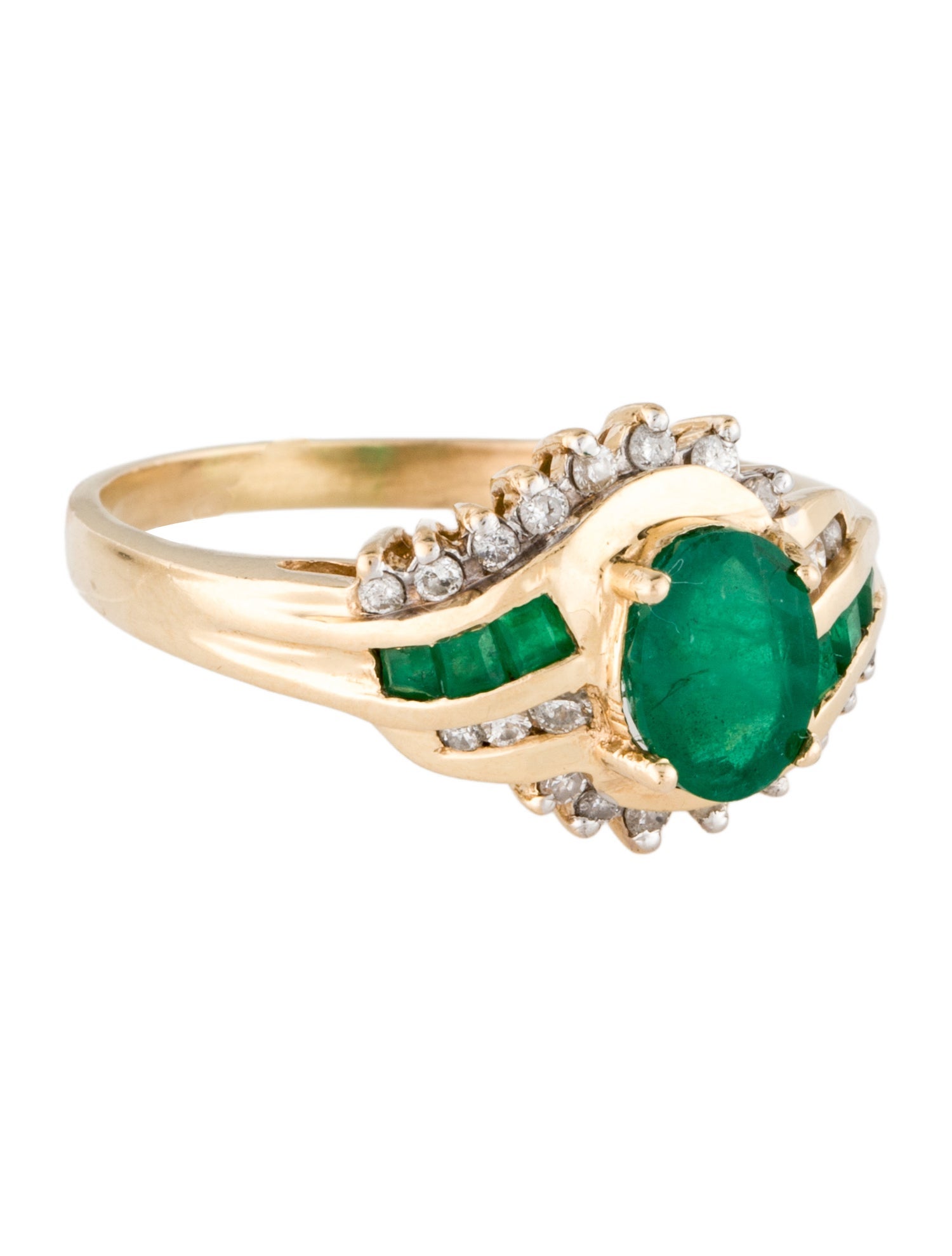 Ring 14K 1.14ctw Emerald & Diamond Cocktail Ring
