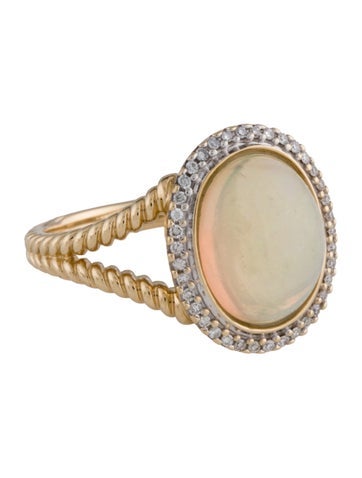 Ring Cocktail 14K Opal & Diamond 6