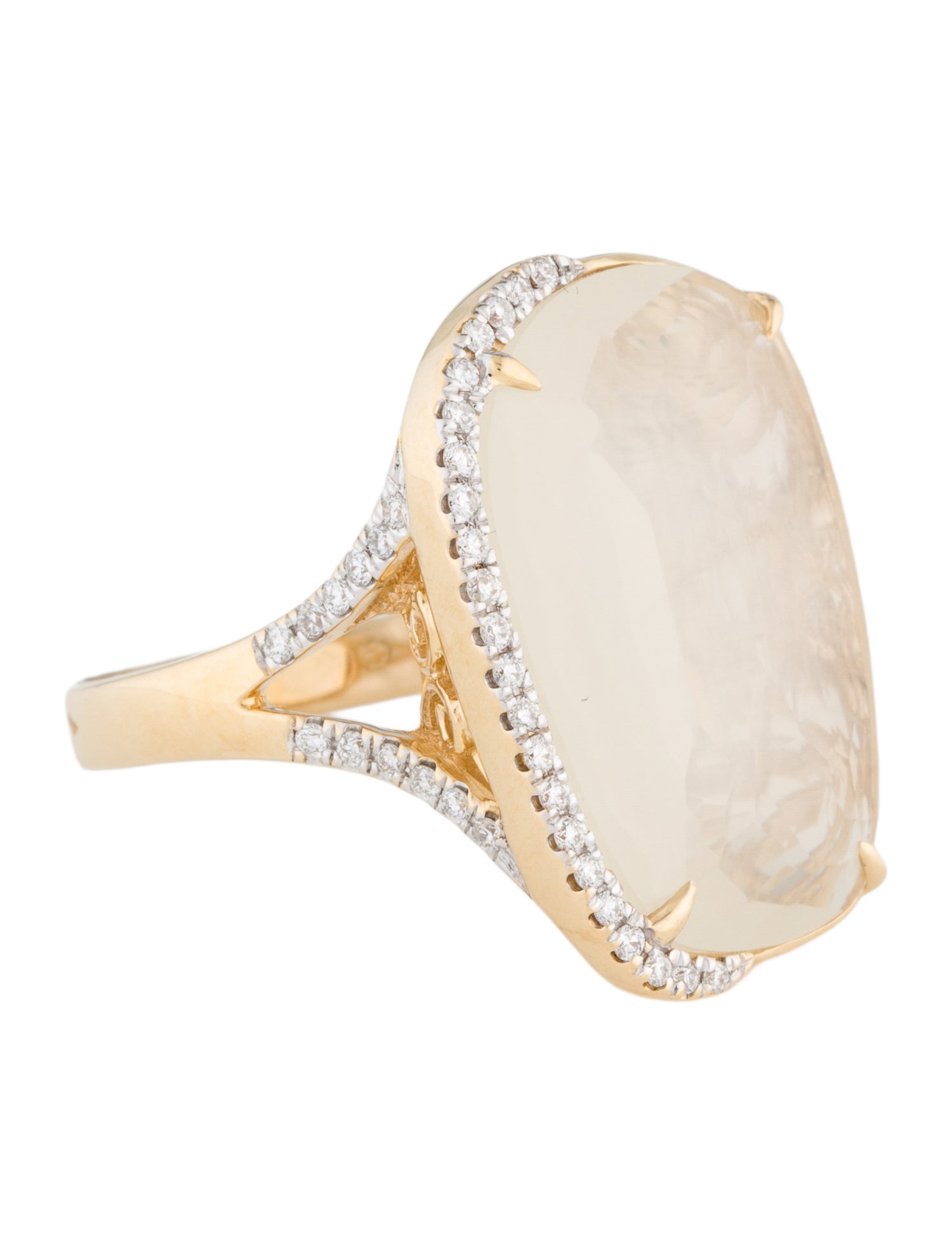 Ring 18K Quartz & Diamond Cocktail Ring