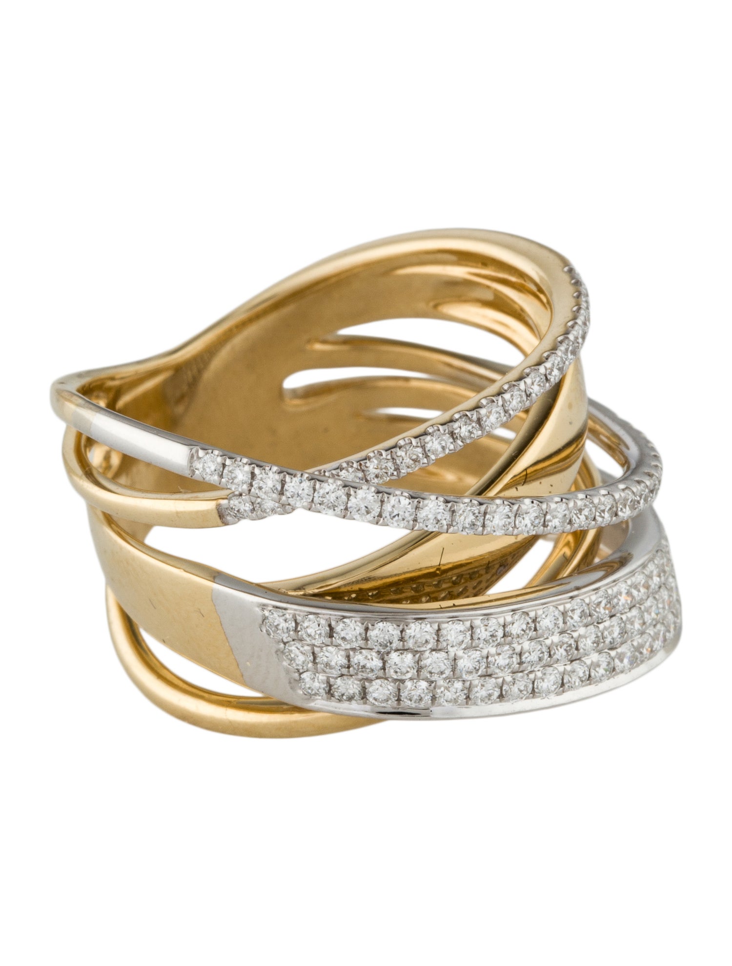 Ring 14K Diamond Crossover Wide Band